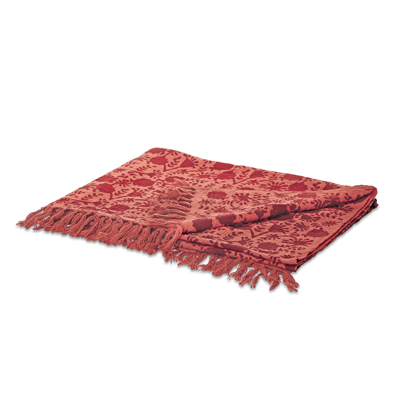 Roter Plaid mit Muster und Fransen, weiches Material, ideal zum Dekorieren und Wärmen