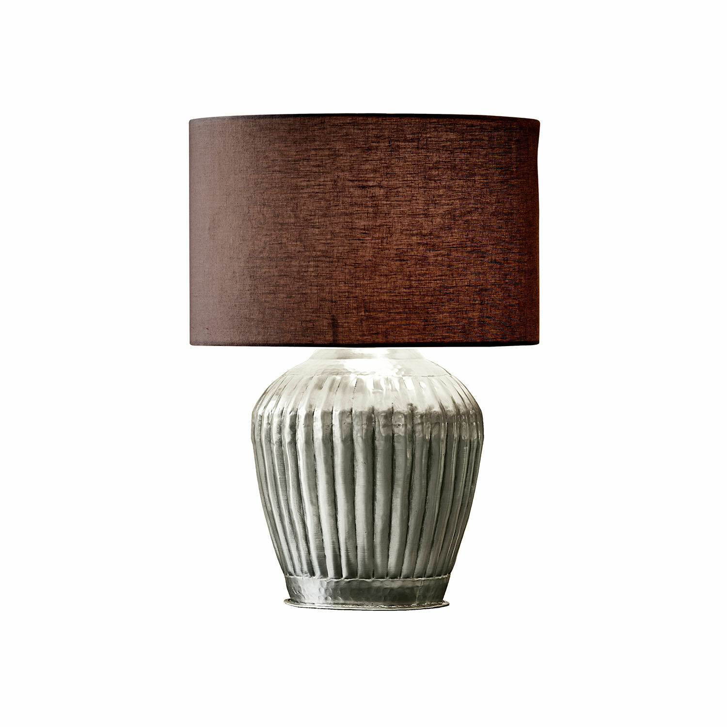 Tischlampe Fauville mit silberner Metallbasis und schwarzem Lampenschirm für Wohnzimmer