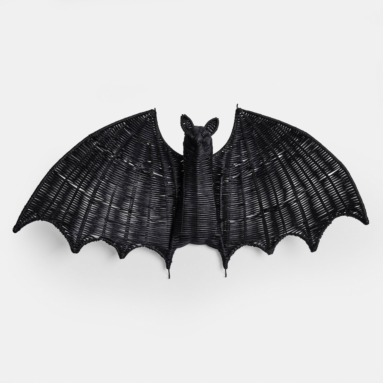 Deko-Fledermaus Dernivon Schwarze Fledermaus-Wanddekoration aus Rattan, einzigartiges Dekoobjekt für Innenräume und Halloween