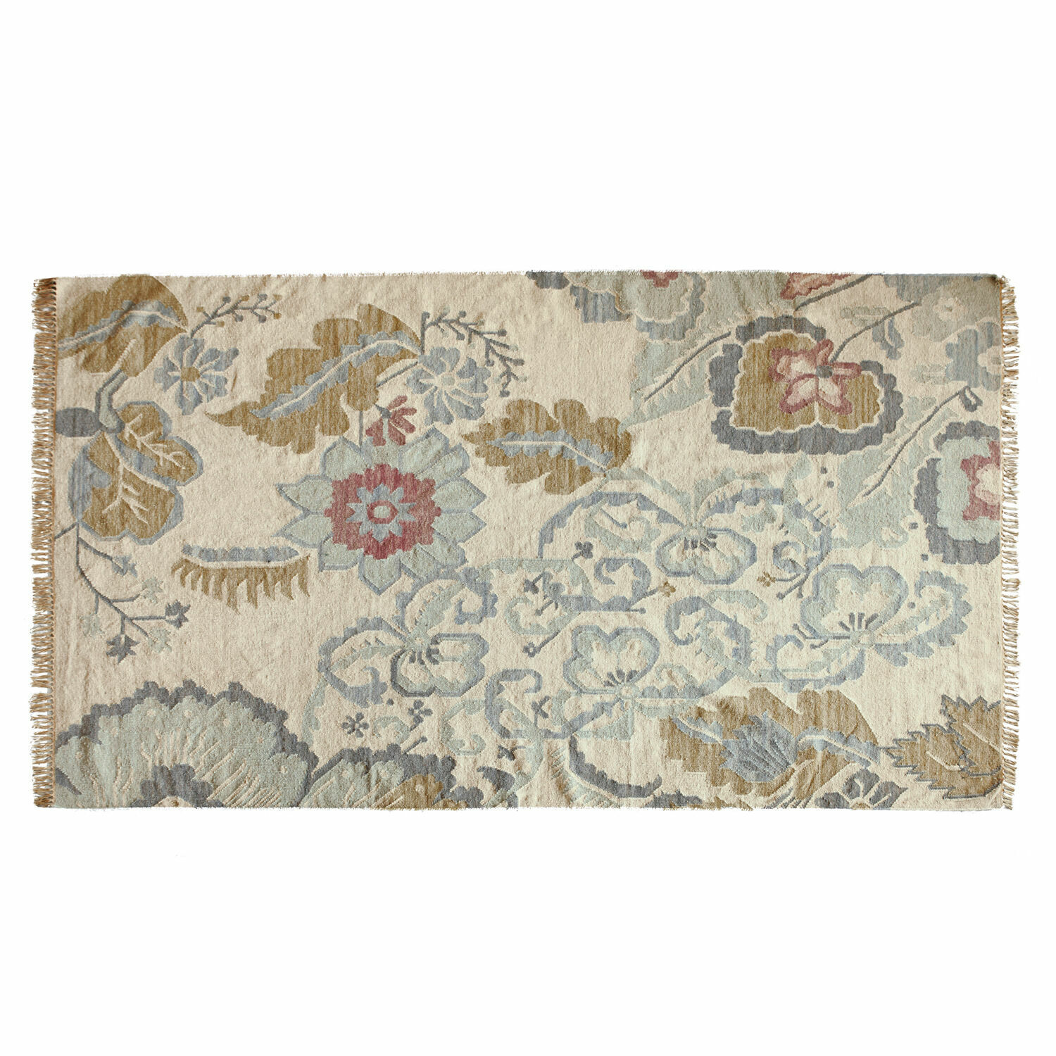 Teppich Sussex Teppich aus natürlicher Wolle in Creme mit floralem Muster in Pastellfarben für Wohnräume