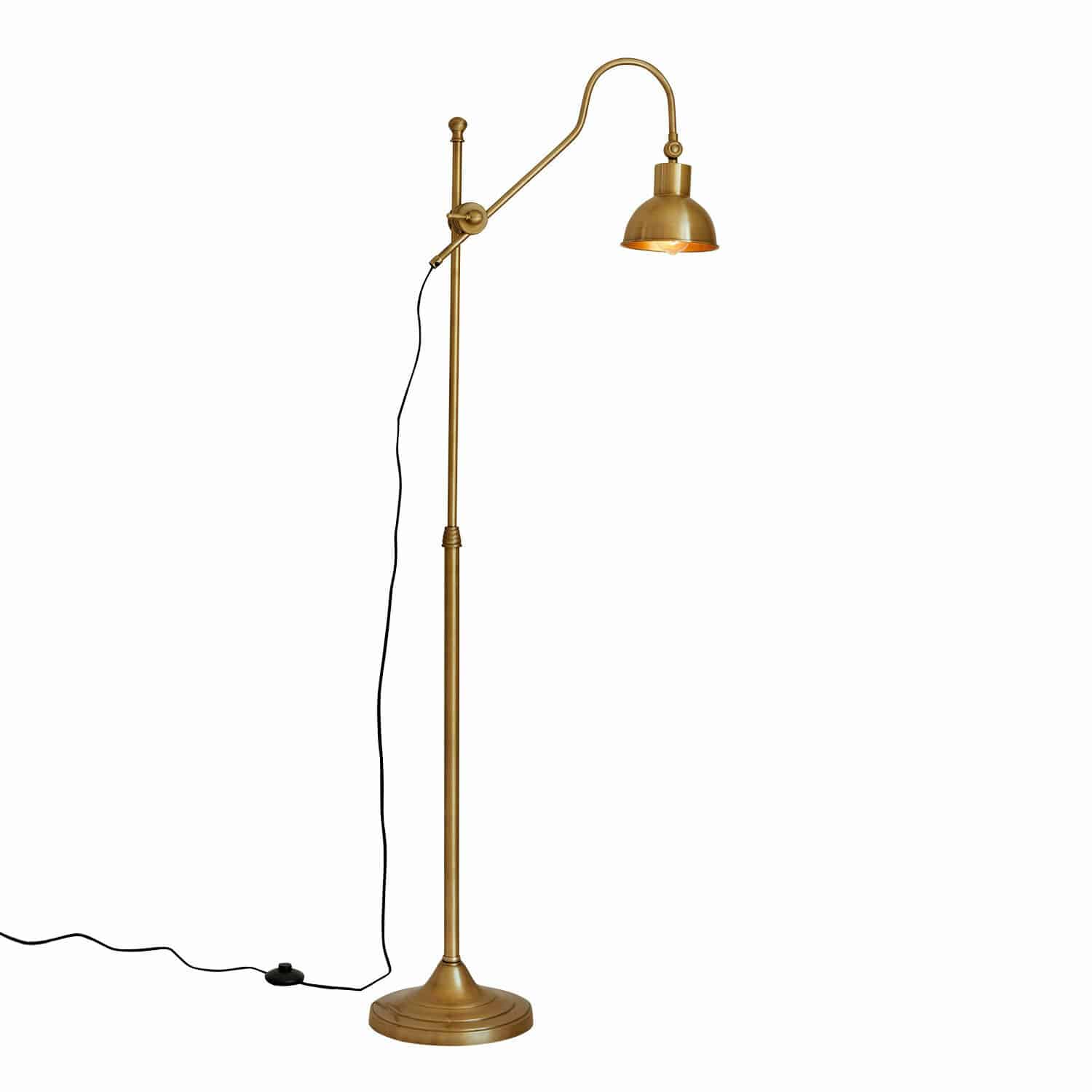 Stehlampe Delacroille Goldfarbene Stehlampe aus Metall mit verstellbarem Arm für stilvolle Innenbeleuchtung