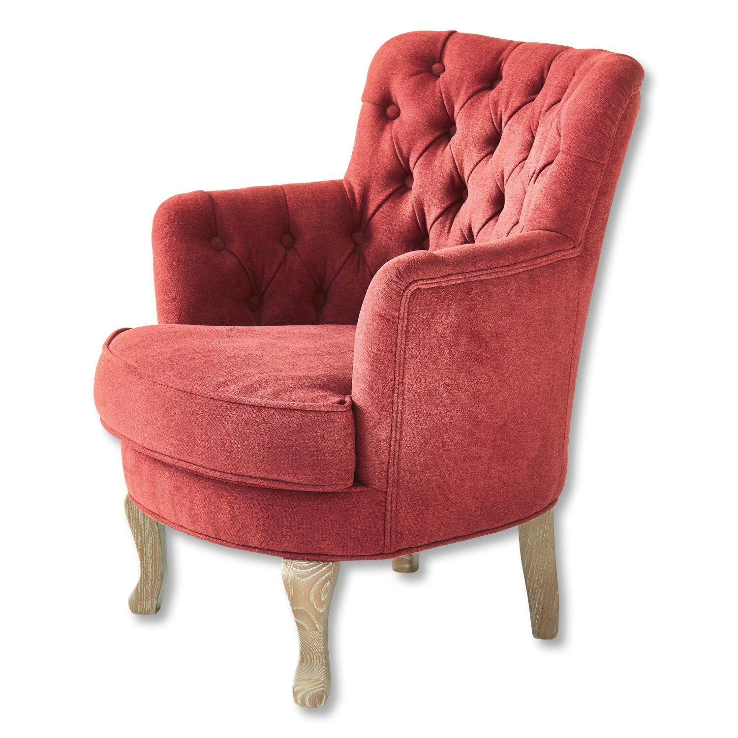 Sessel Calgary Roter Polsterfauteuil mit Holzbeinen, bequemer Sessel für Wohnzimmer
