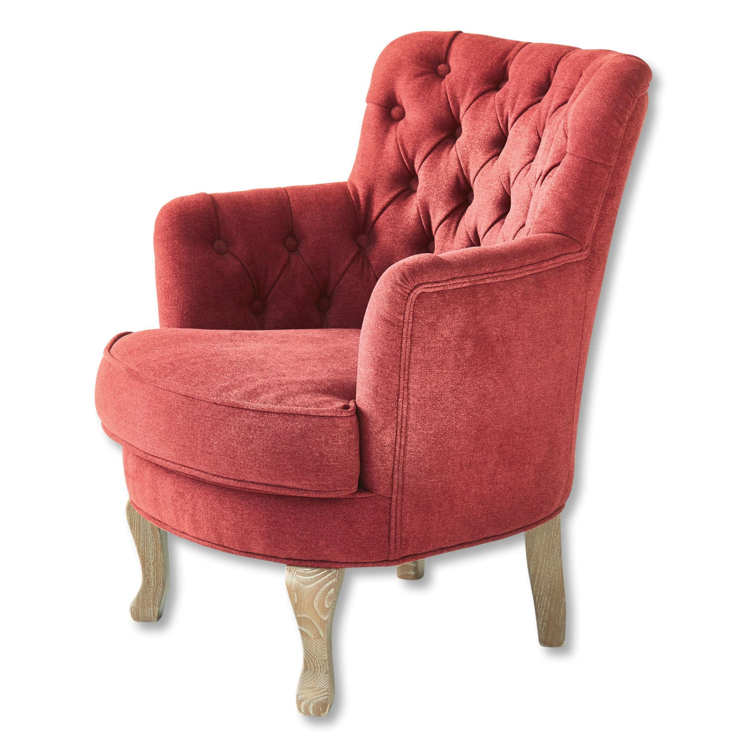 Sessel Calgary Roter Polsterfauteuil mit Holzbeinen, bequemer Sessel für Wohnzimmer