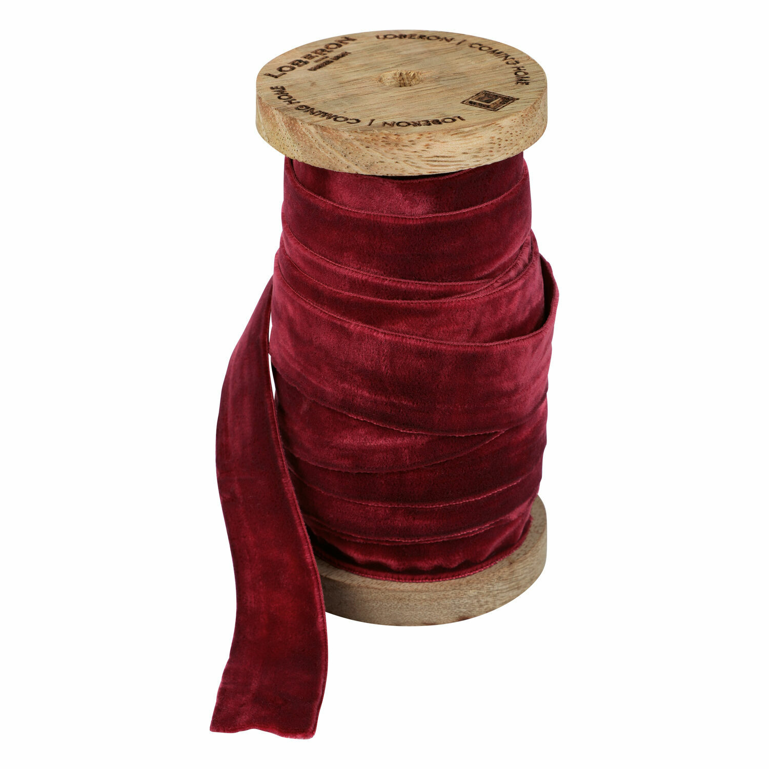 Samtband Andaris Rotes Samtband auf Holzspule gewickelt, ideal für Dekoration und Basteln