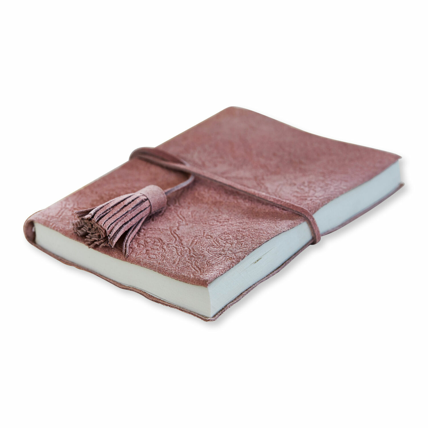 Notizbuch Orcival Rosa Notizbuch aus weichem Leder mit Prägung und Quaste, ideal für Notizen und Tagebuch