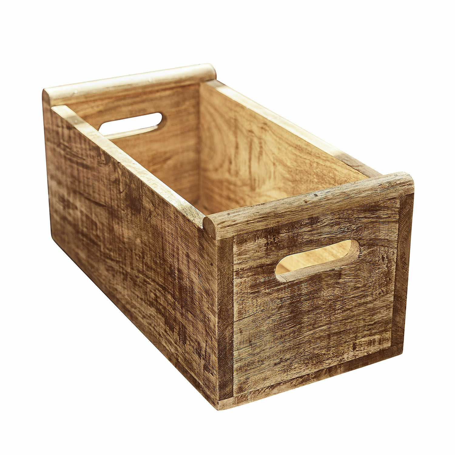 Holz-Aufbewahrungsbox mit Griffen in natürlicher Farbe, praktisches Ordnungszubehör für Zuhause