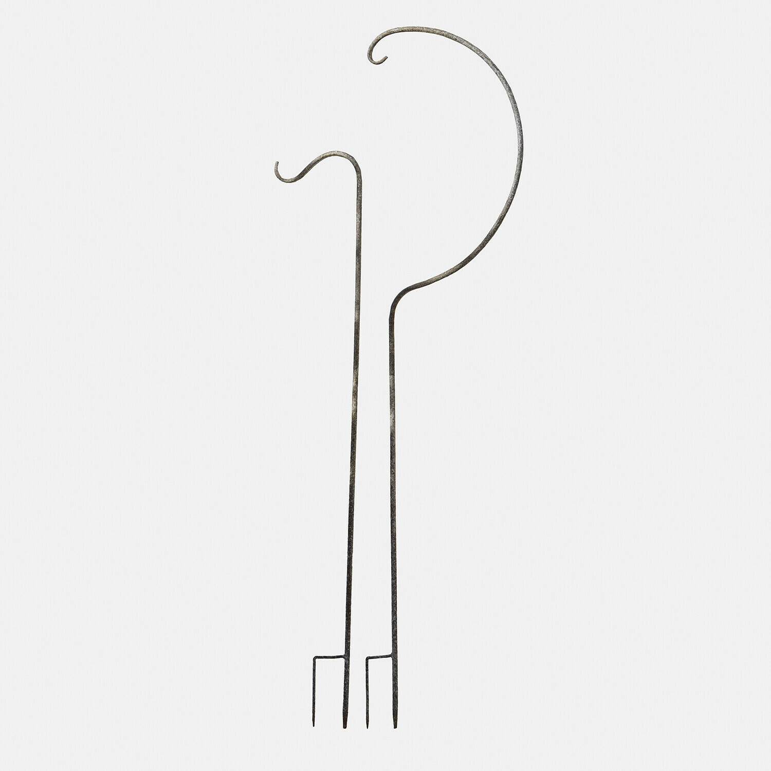 Set aus zwei schwarzen Metall-Gartenhaken zum Aufhängen von Pflanzen und Dekorationen