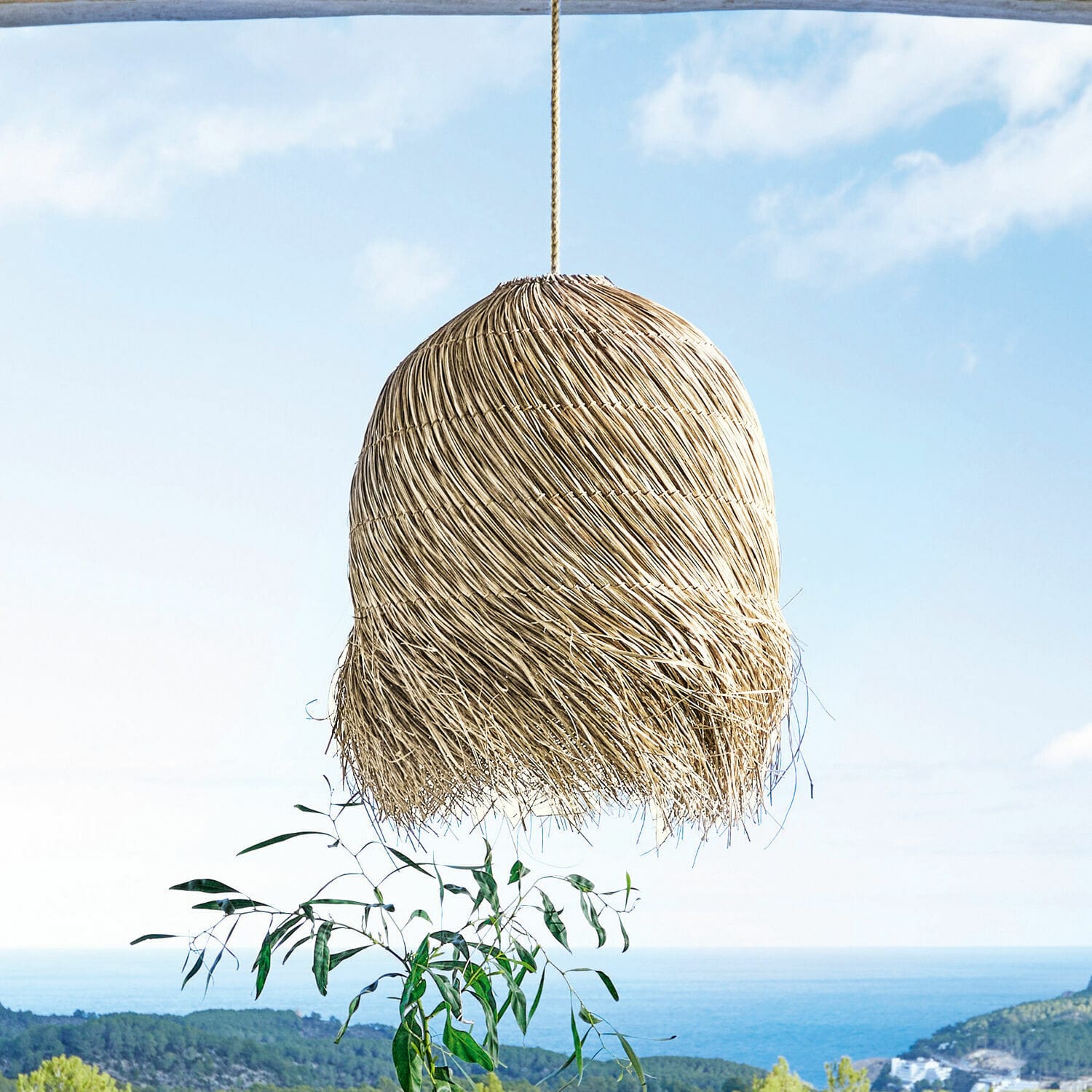 Lampenschirm Little Shereena Hängelampe aus natürlichem Rattan in Beige, dekorative Deckenleuchte für Innen- und Außenbereich