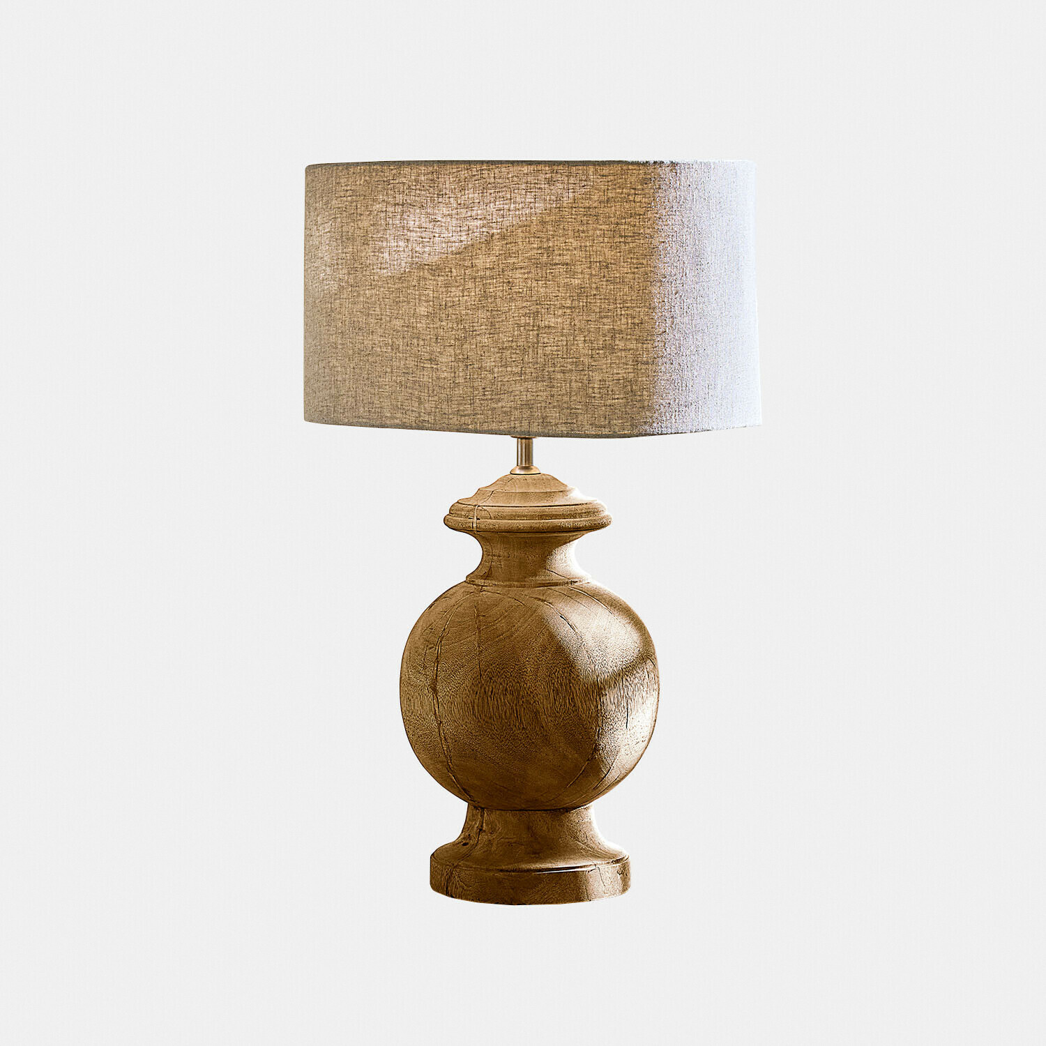 Tischlampe Everholt Tischlampe mit Holzfuß und beigem Stoffschirm, dekorative Wohnraumbeleuchtung