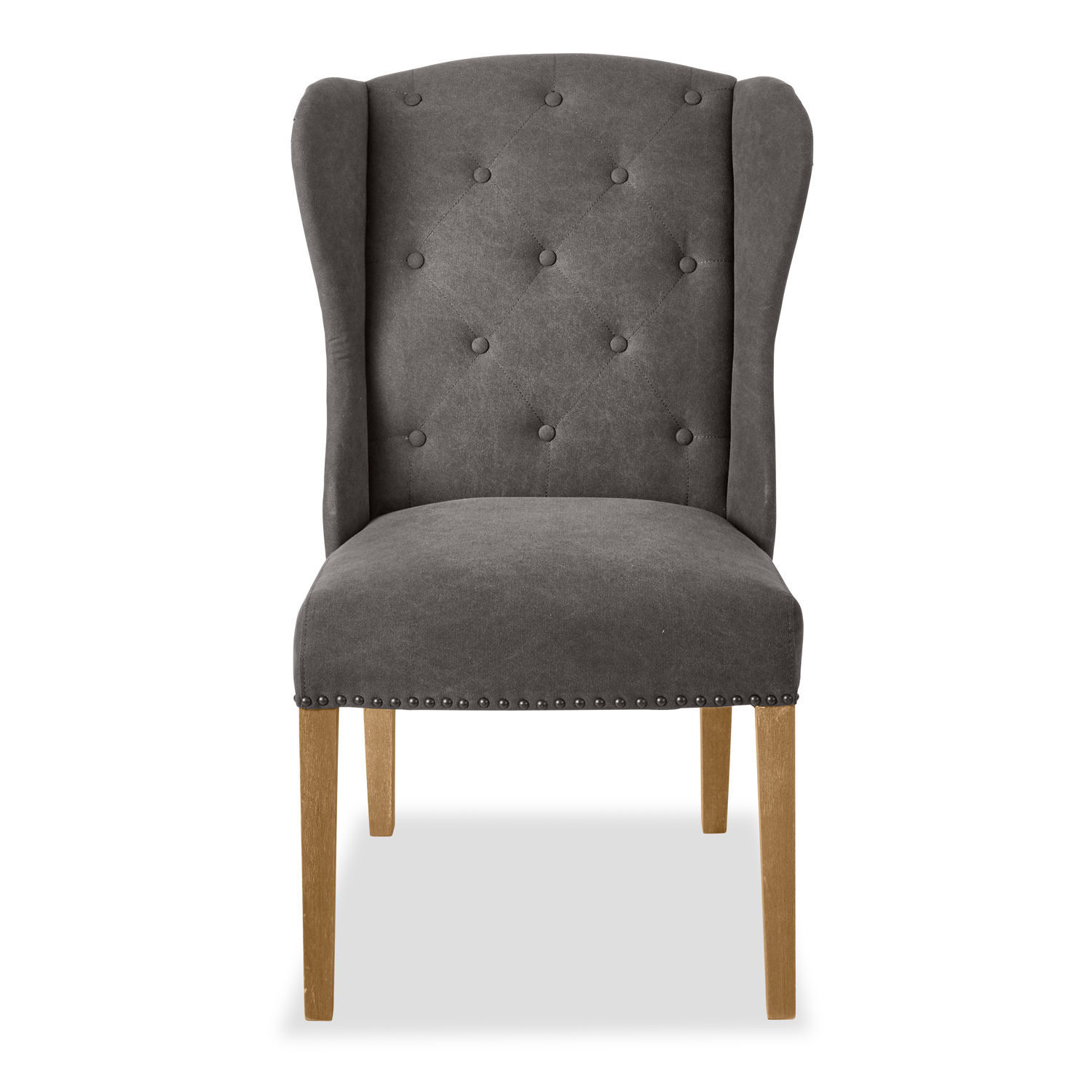 anthrazit Stuhl Remi in anthrazit mit Mikrofaserbezug und Holzbeinen, eleganter Polsterstuhl für Wohnzimmer