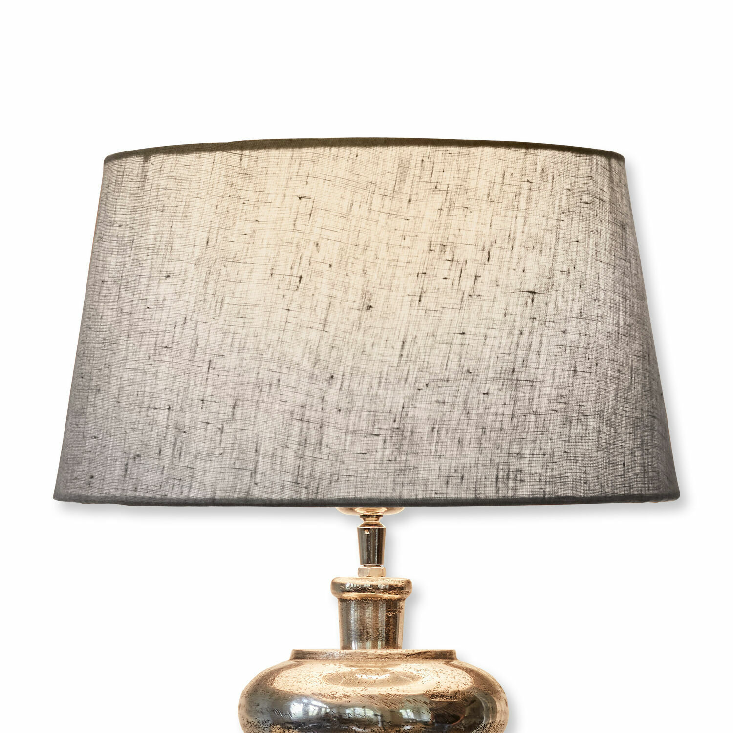 Lampenschirm Anfor Tischlampe mit Metallfuß und grauem Stoffschirm, dekorative Wohnzimmerbeleuchtung