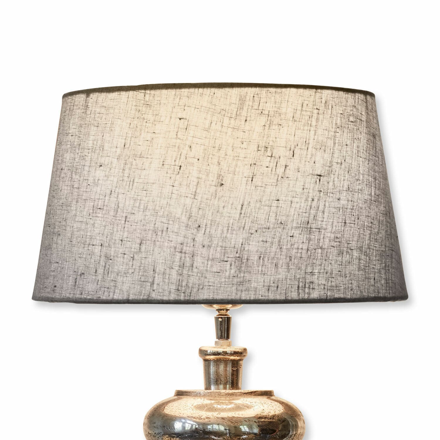 Lampenschirm Anfor Tischlampe mit Metallfuß und grauem Stoffschirm, dekorative Wohnzimmerbeleuchtung