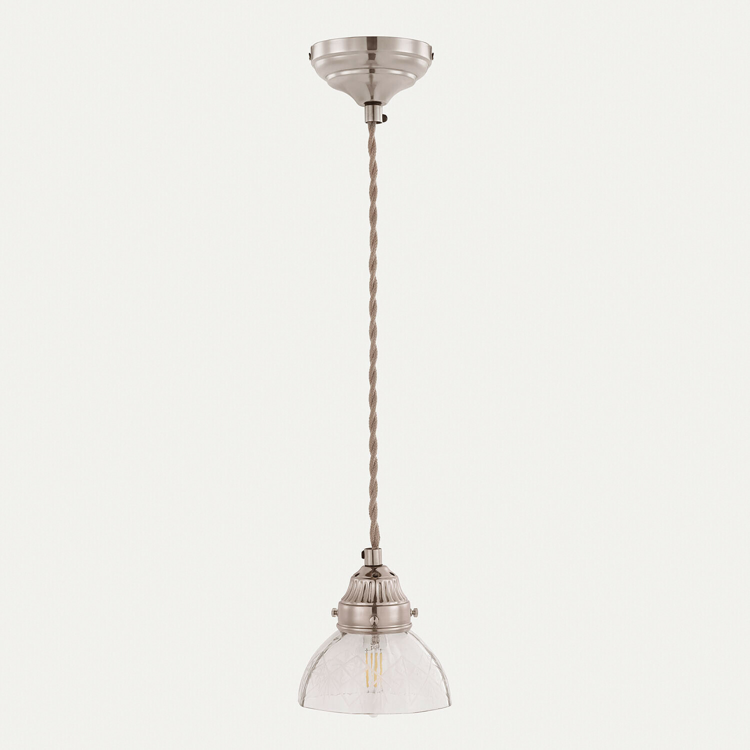 Hängelampe Montélie Hängelampe mit Metallfassung und klarem Glas-Schirm im Vintage-Stil für Innenbeleuchtung