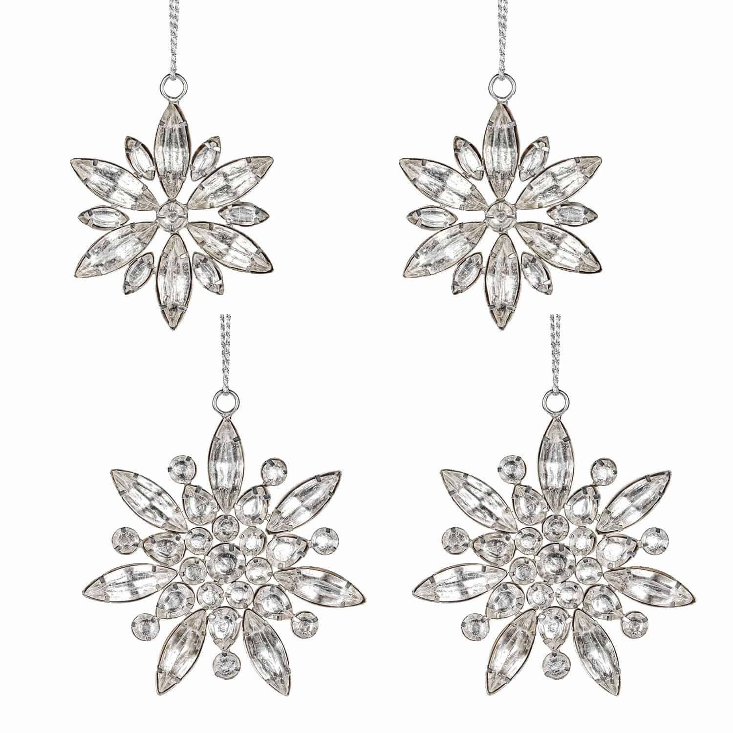 Weihnachtsanhänger 4er Set Orvalie Set aus vier Weihnachtsanhängern in Sternform aus klarem Glas und Metall