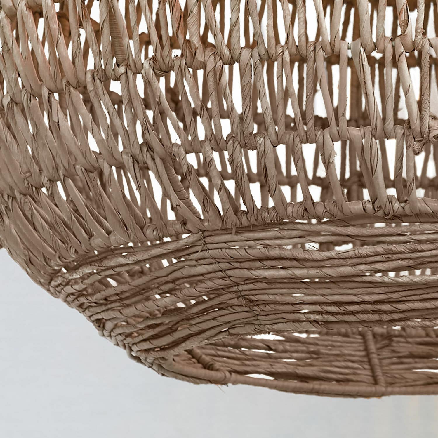 Natürlicher beiger Rattan-Lampenschirm, handgeflochten, Boho-Stil für Wohnraumdeko