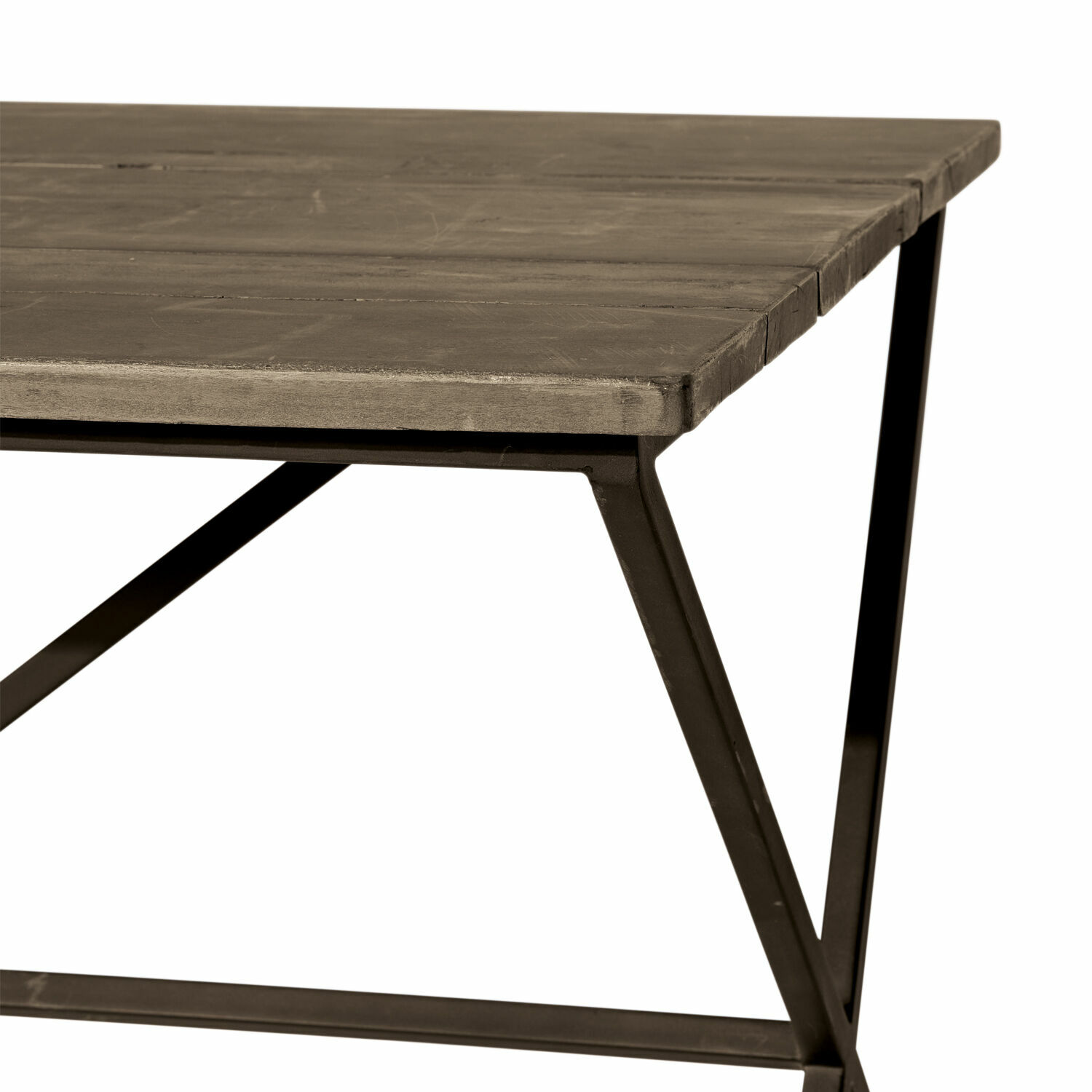 Tisch mit Holzplatte und schwarzem Metallgestell, modernes Design für Wohnzimmer