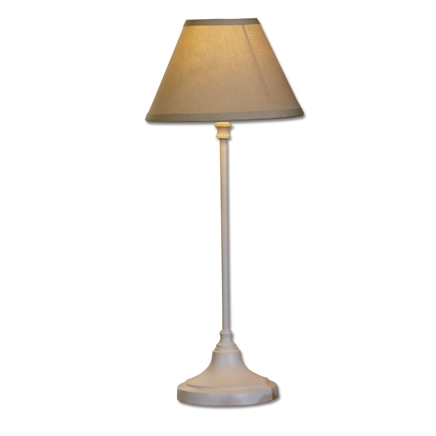 beige/antikweiß Tischlampe Swindon mit antikweißem Fuß und beigem Schirm, dekorative Leuchte für Wohnzimmer