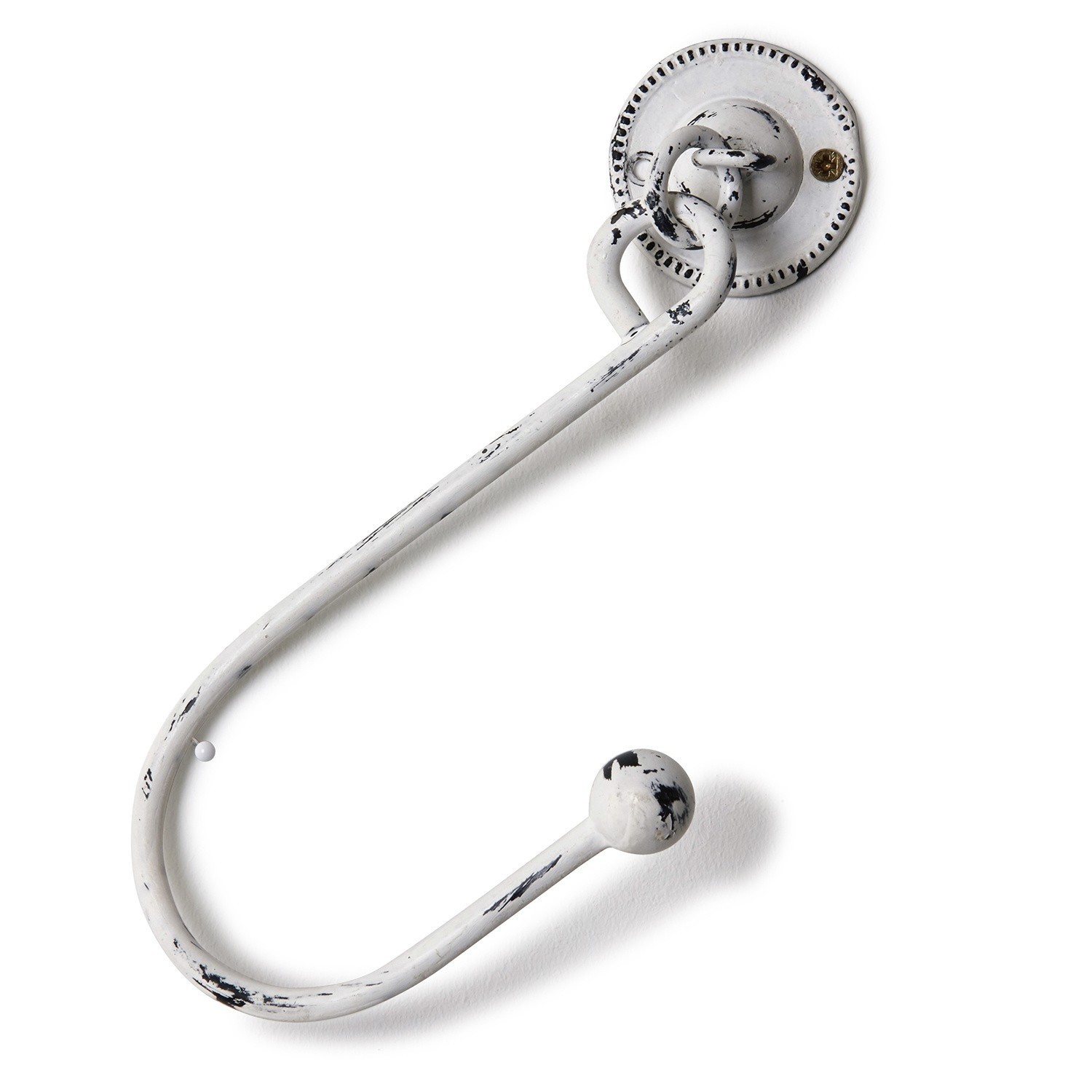 Gardinenhalter 2er Set Lille Weißer Metall-Wandhaken mit antikem schwarzem Lack zum Aufhängen von Kleidung und Accessoires