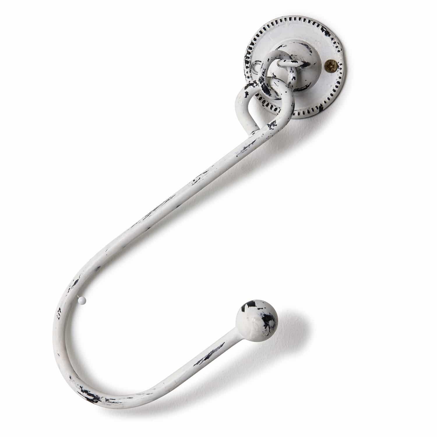 Gardinenhalter 2er Set Lille Weißer Metall-Wandhaken mit antikem schwarzem Lack zum Aufhängen von Kleidung und Accessoires