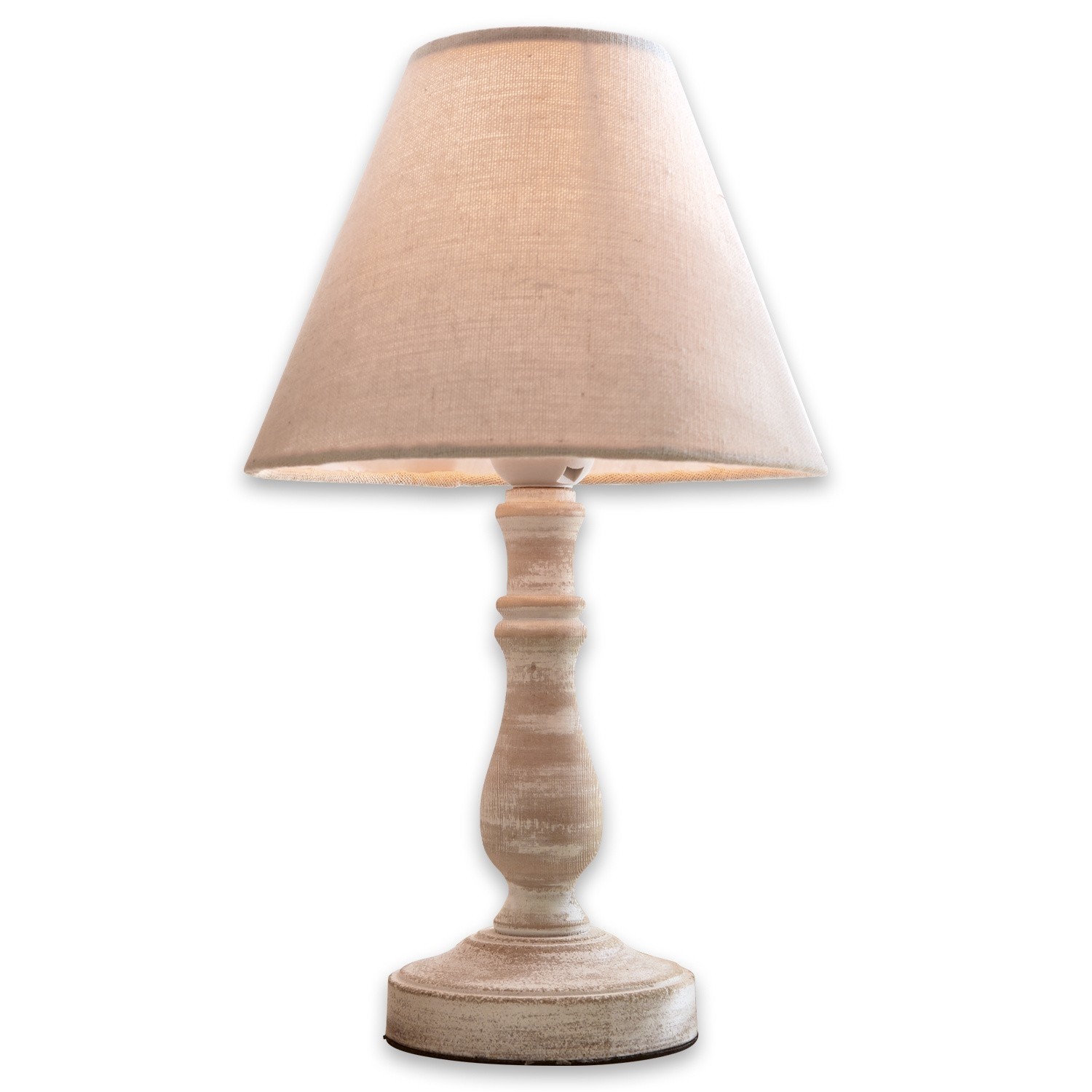 Tischlampe Kayenta Beige Tischlampe mit Stoffschirm und Holzfuß im Vintage-Stil für Wohnräume