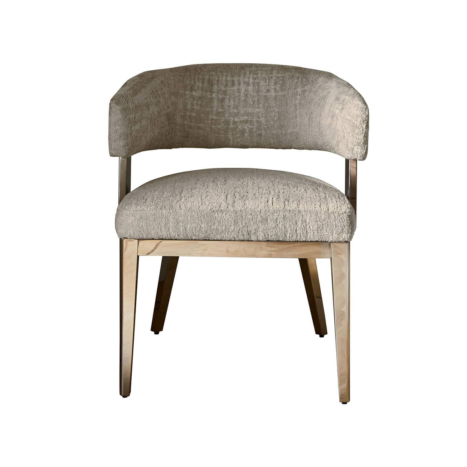Eleganter Stuhl mit beigem Polster und Metallbeinen, moderner Wohnzimmerschrank