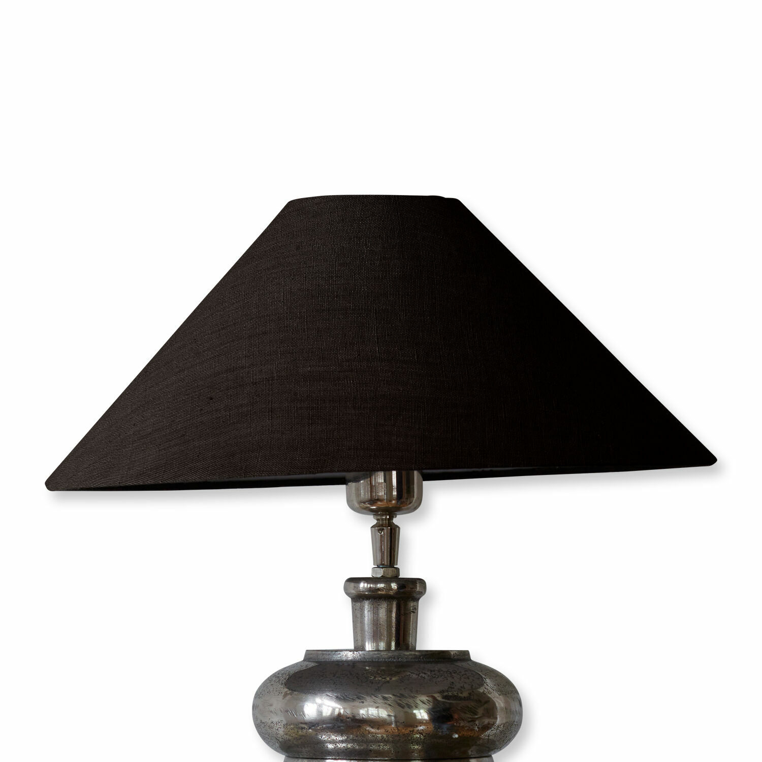 schwarz Schwarzer Lampenschirm Emmera aus Stoff auf Metallbasis für Tischlampe