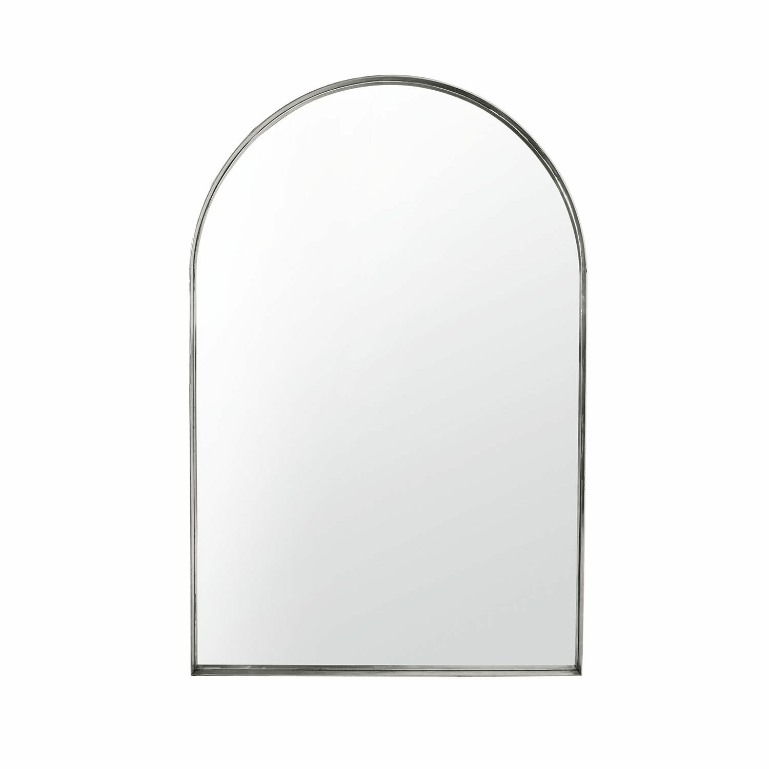 Spiegel Kellin Wandspiegel mit silbernem Metallrahmen in abgerundeter Form, modernes Design