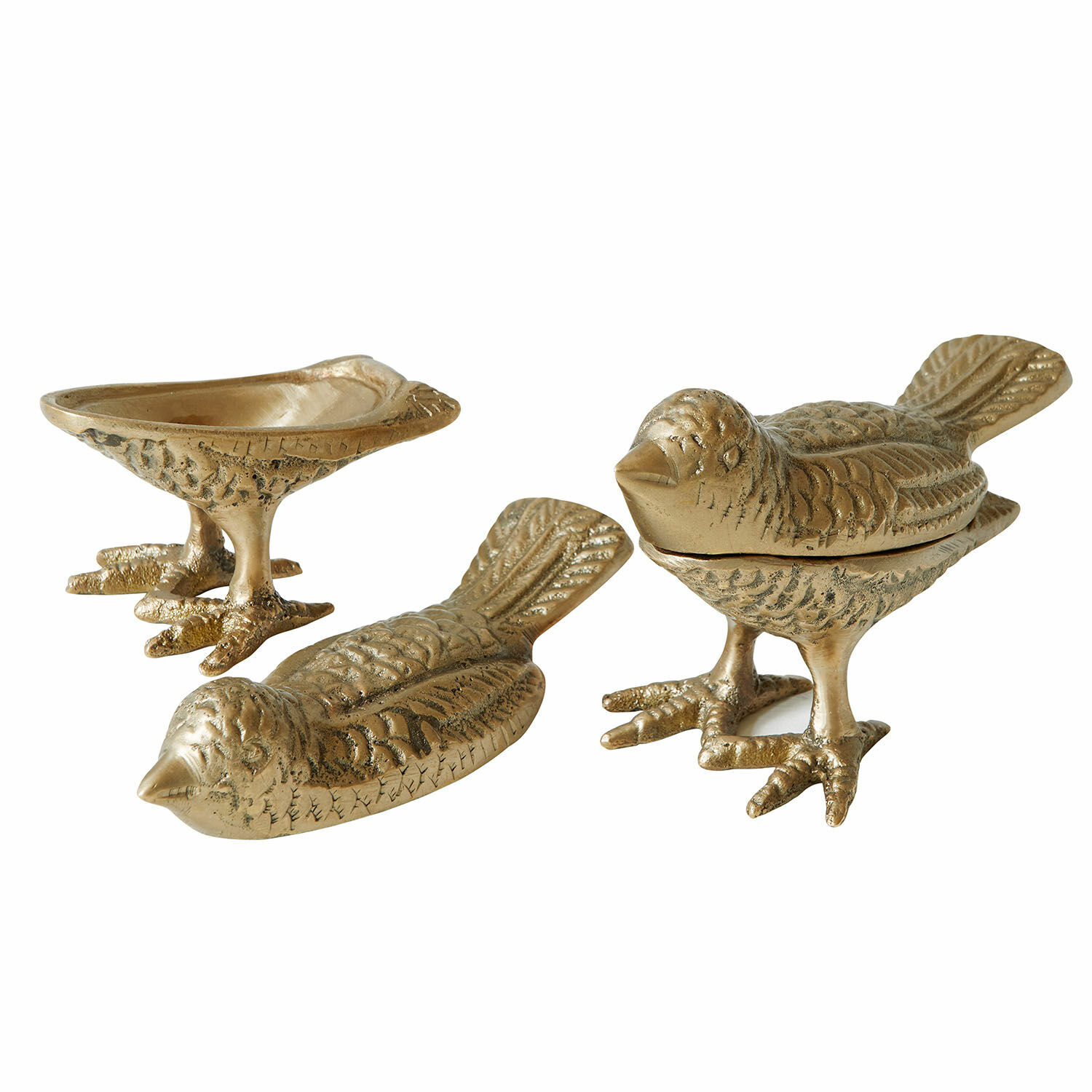 Deko-Vogel 2er Set Fairydell Goldfarbenes Metall-Dose in Vogel-Form mit Deckel, dekoratives Schmuckstück für den Tisch