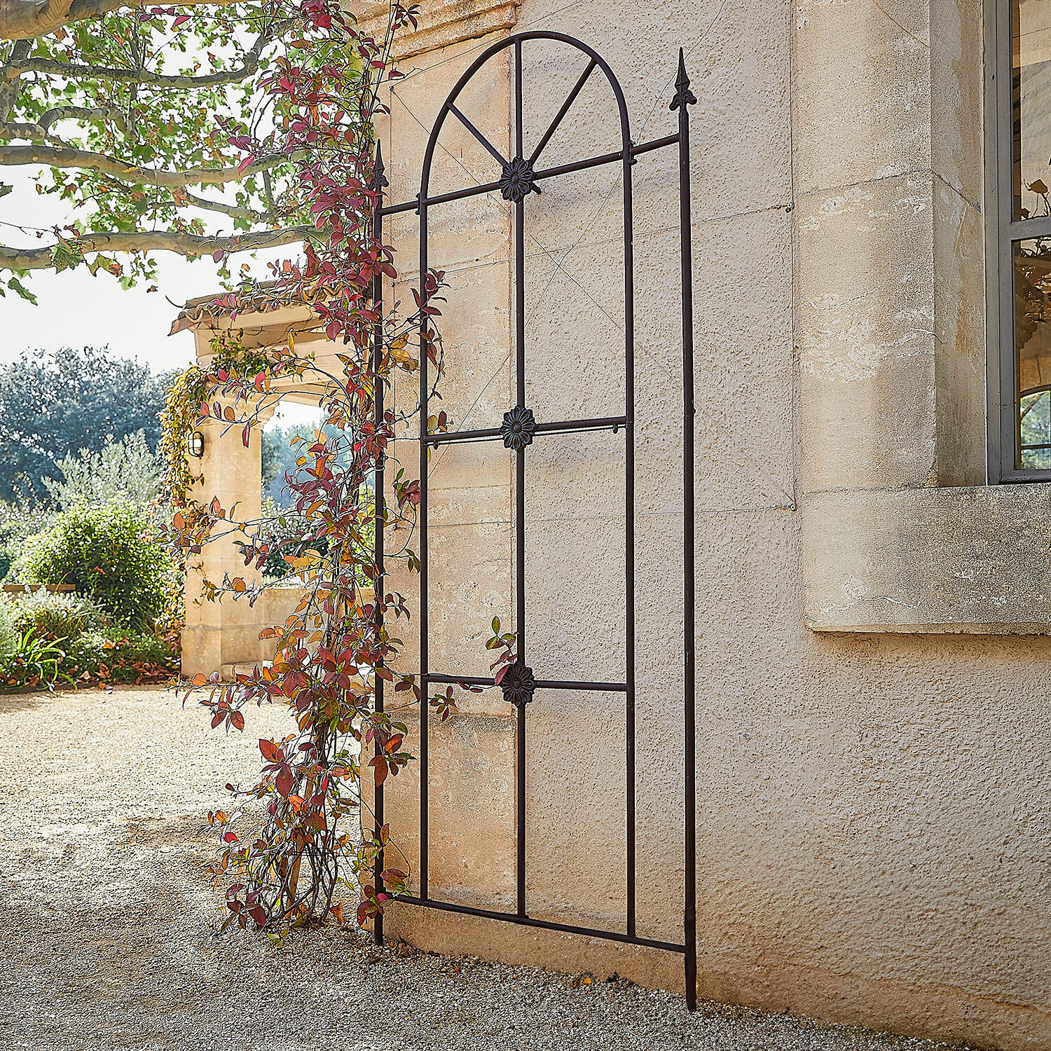 Rankhilfe Silvexon Schwarzes Metall-Rankgitter mit Blumenornamenten zur Pflanzenstütze im Garten