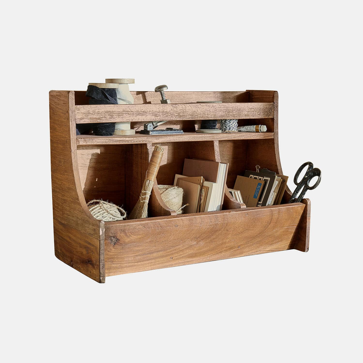 Wandorganizer Fenwicke Holz-Organizer in Naturfarbe mit Fächern zur Aufbewahrung von Werkzeugen und Büroaccessoires