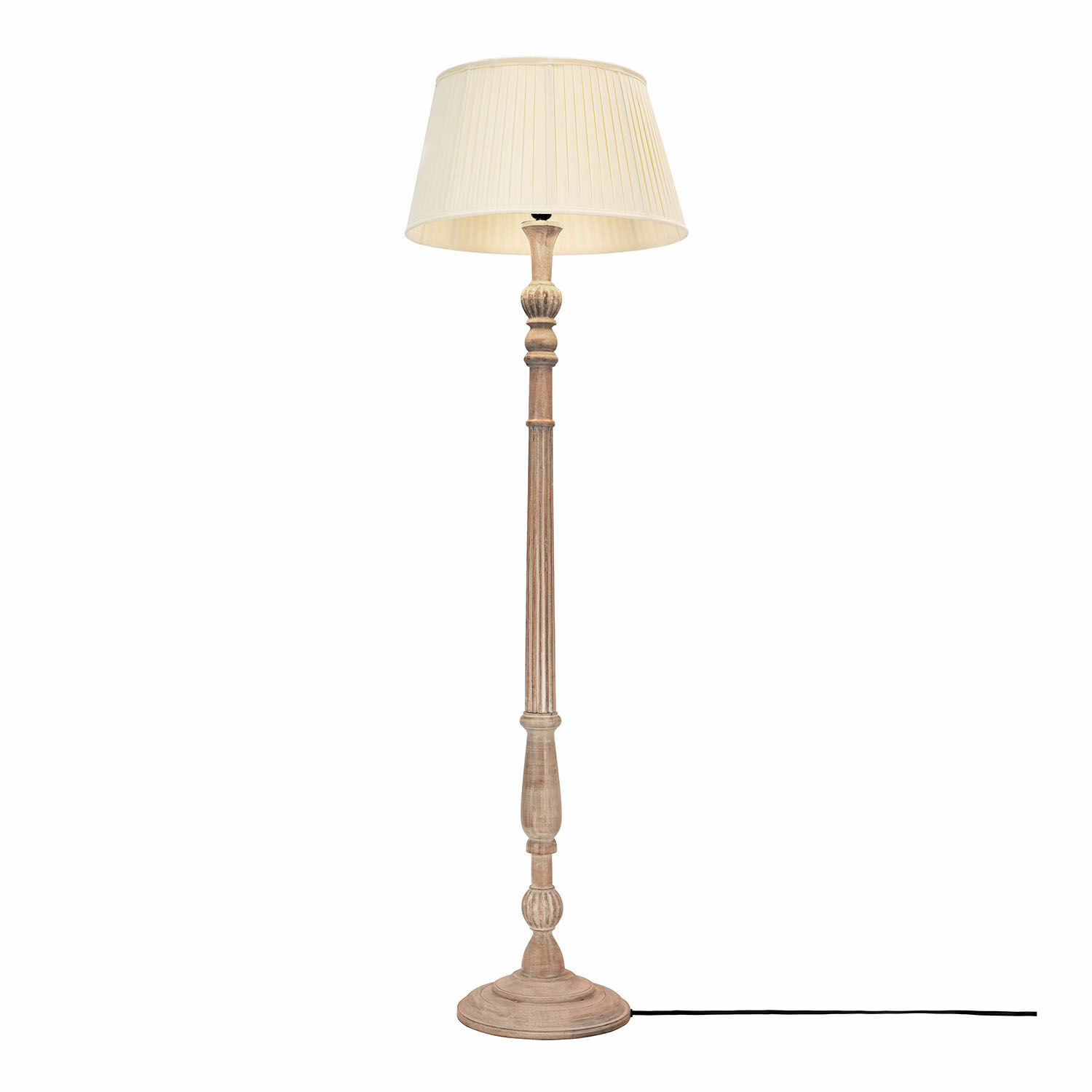 Stehlampe Morten Stehlampe aus Holz mit cremefarbenem Lampenschirm, klassisches Design für Wohnzimmer