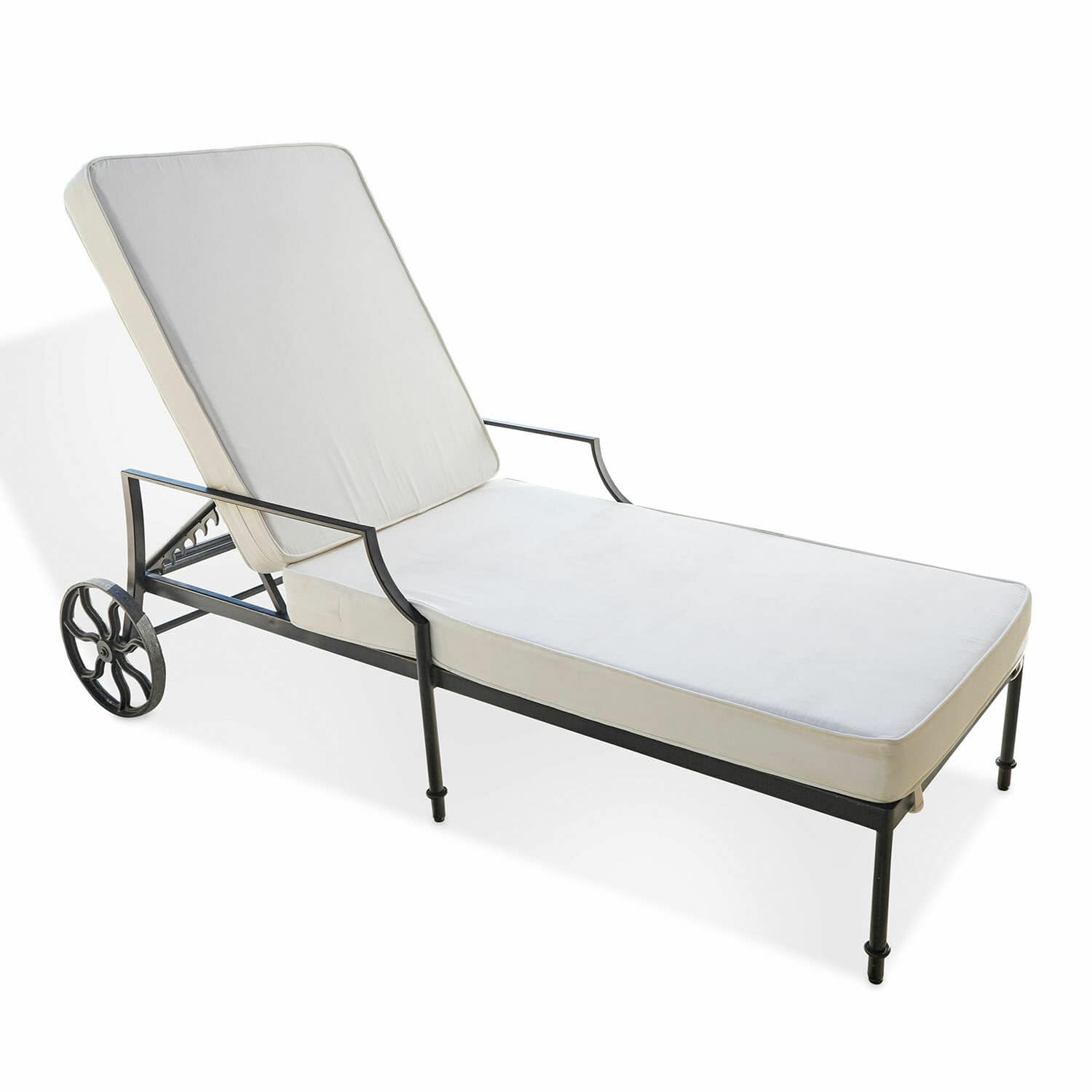 Lounger Vienne Gartenliege mit Metallgestell und weißer Polsterung, ideal zum Entspannen im Freien