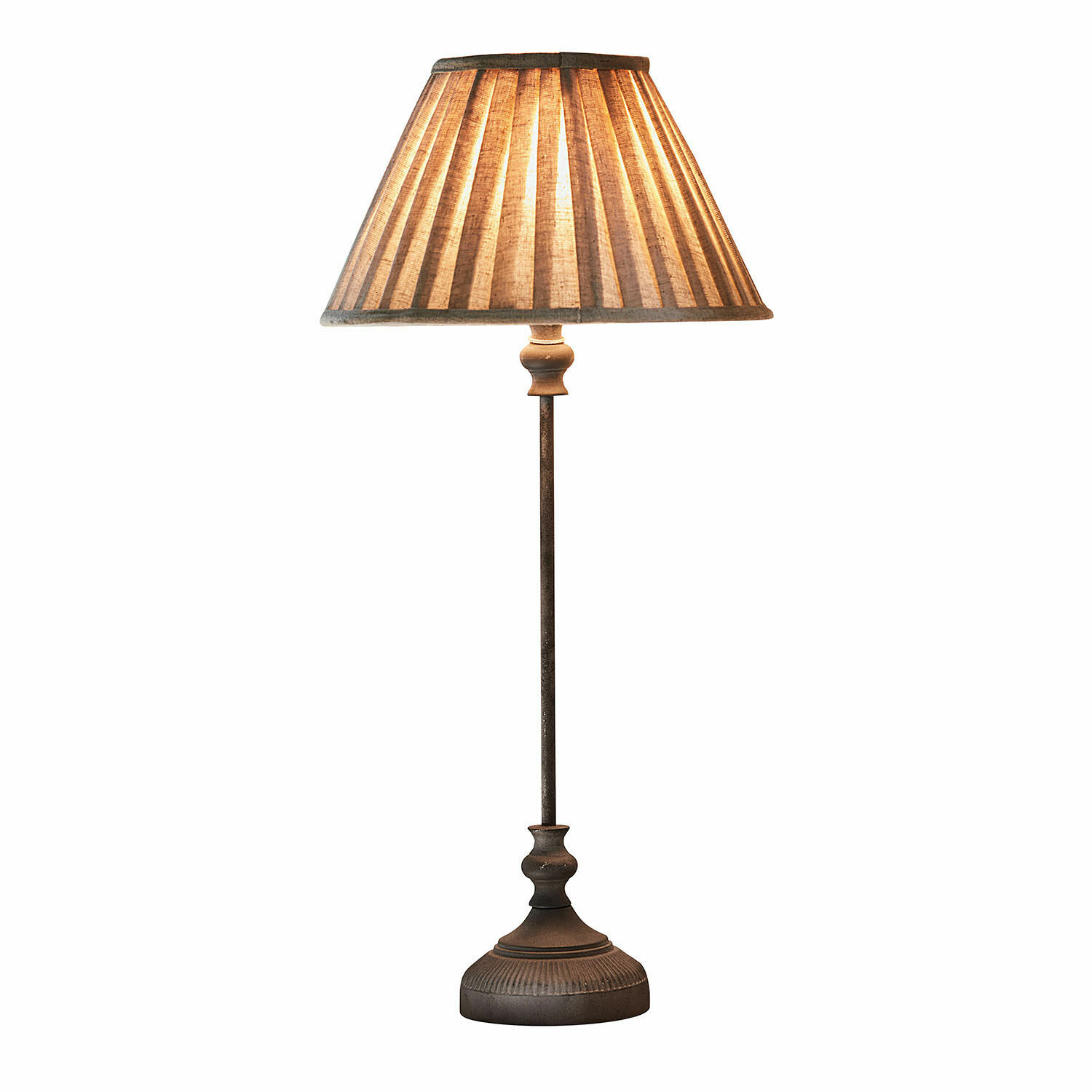 Tischlampe Ponsardin Tischlampe mit Metallfuß und beigem Stoffschirm, dekorative Wohnraumbeleuchtung