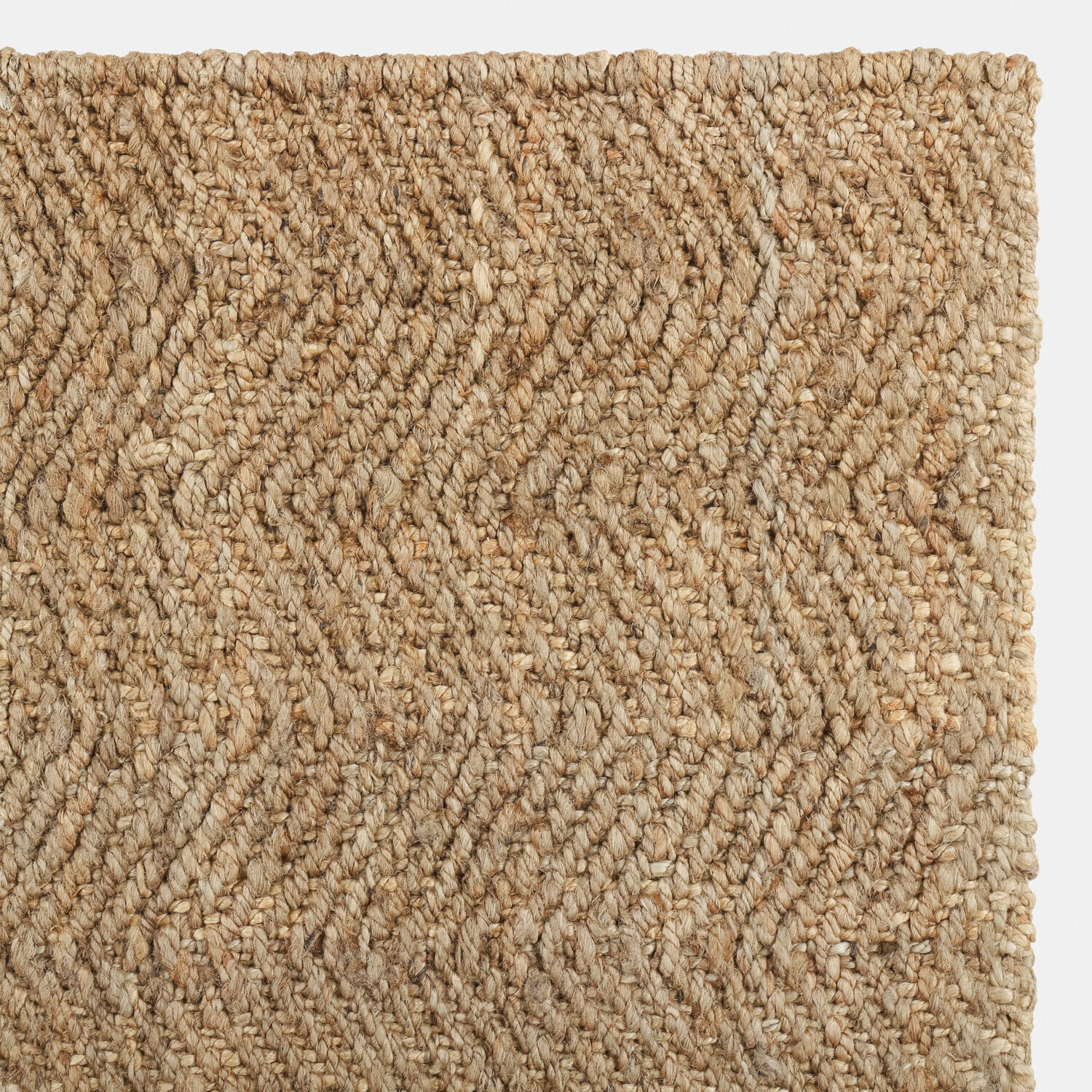 Naturbelassener Jute-Teppich in Beige mit rutschfester Netzunterseite für Halt