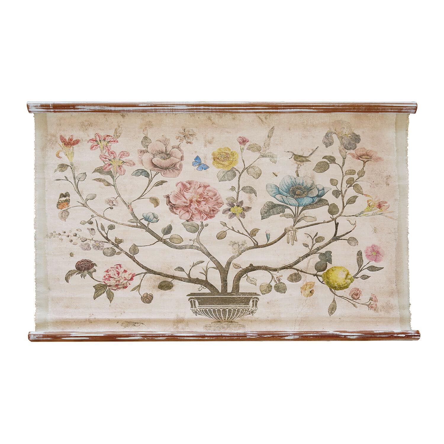 Wandbild Lueur d’Aube Dekorative Leinwand mit pastellfarbenem Blumenmotiv und antikem Holzrahmen