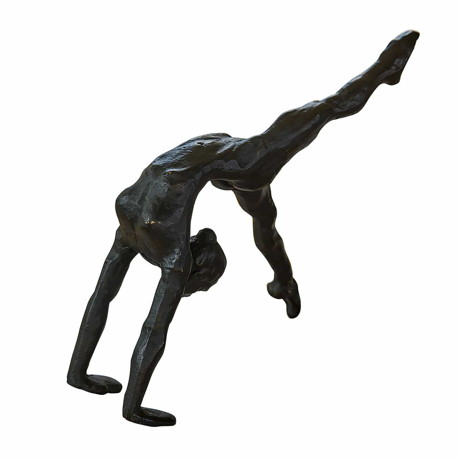 Figur Zayrah Schwarze Metallskulptur einer Figur in Handstandposition als Dekoobjekt