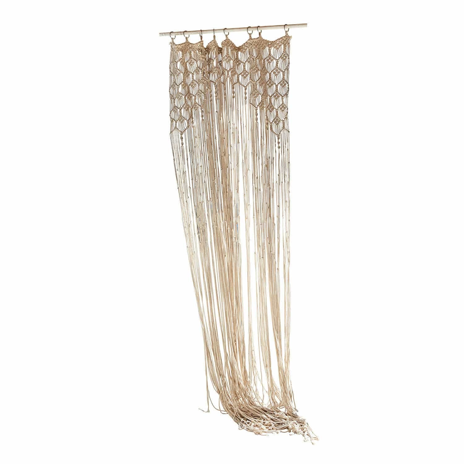 Gardine Manville Beige Makramee-Wandbehang aus Baumwolle mit langen Fransen zur Wohnraumdekoration