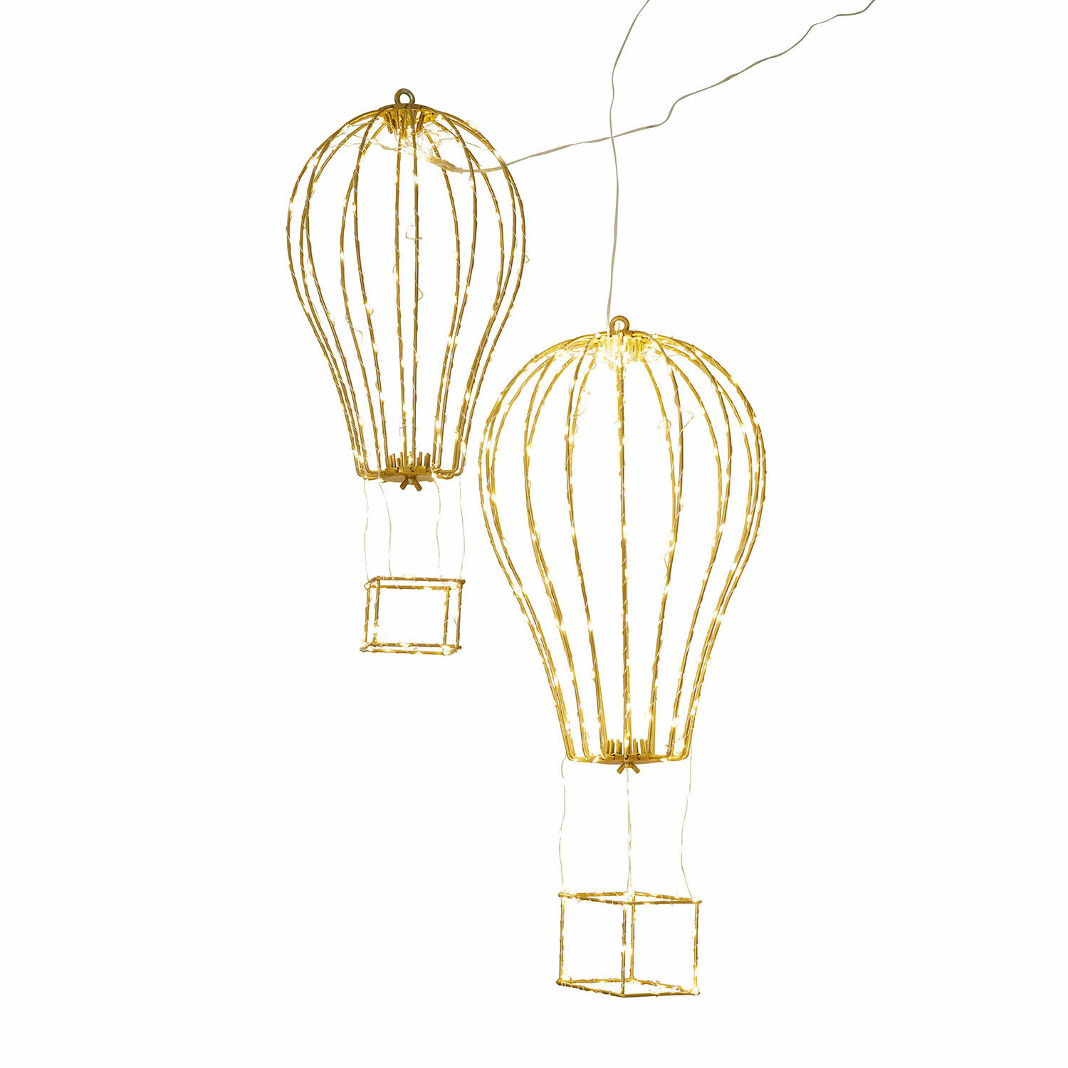 LED-Ballon 2er Set Bylle Dekorative Heißluftballon-Laternen aus goldenem Metallrahmen mit LED-Beleuchtung für Wohnraumdeko