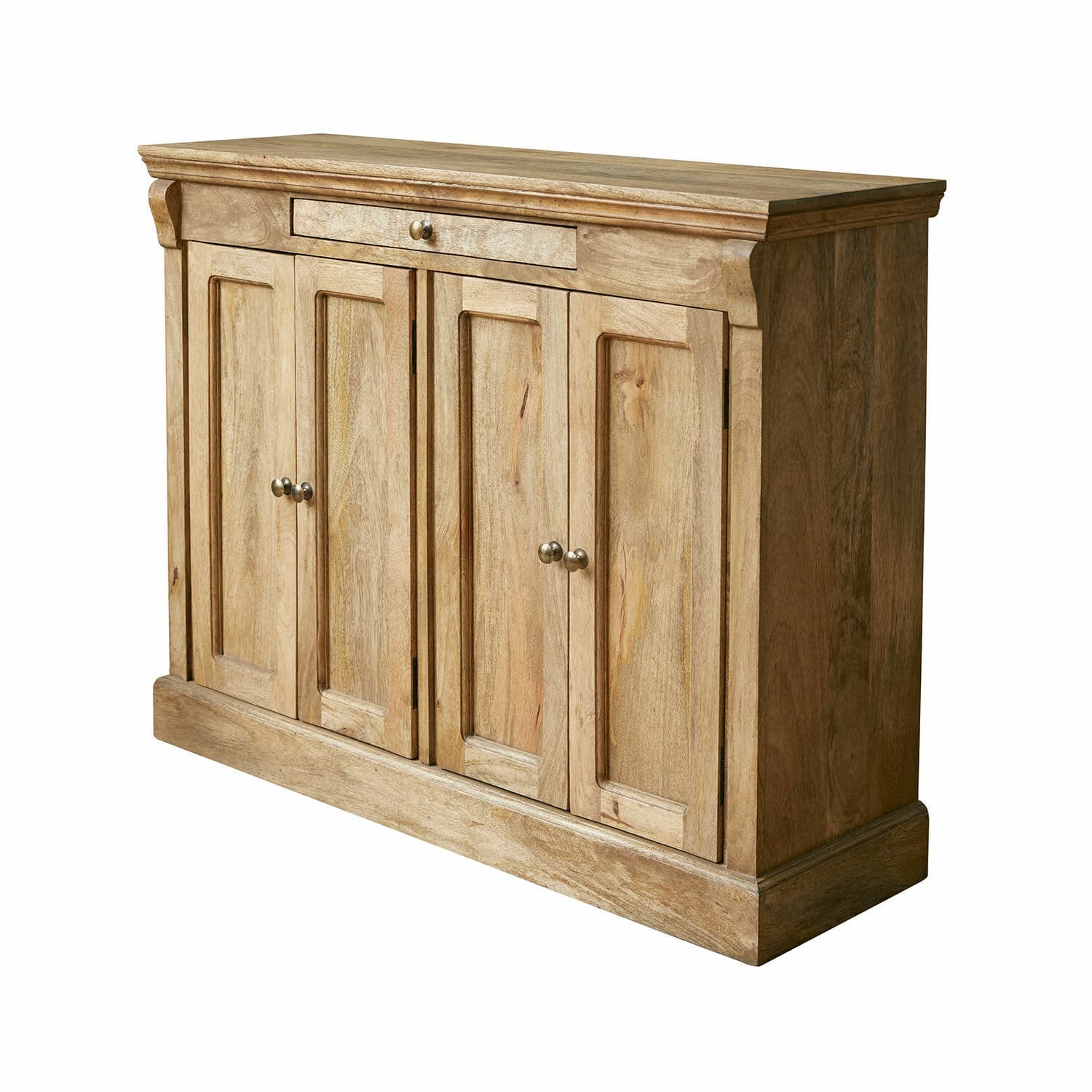 Sideboard aus natürlichem Mangoholz mit vier Türen und einer Schublade für Stauraum