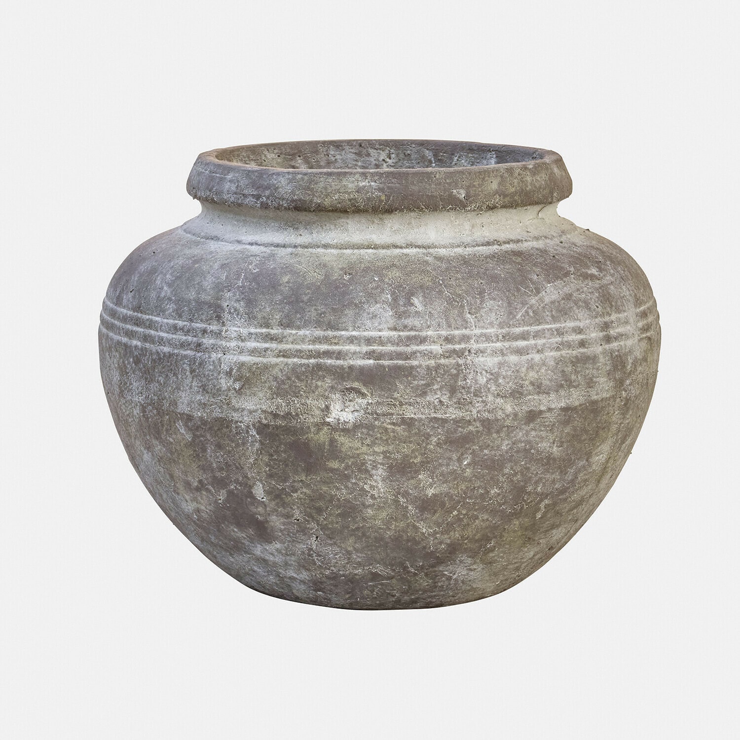 Vase Haldoríe Große runde Vase aus grauem Stein mit feiner Verzierung, dekorativ für Garten oder Innenraum