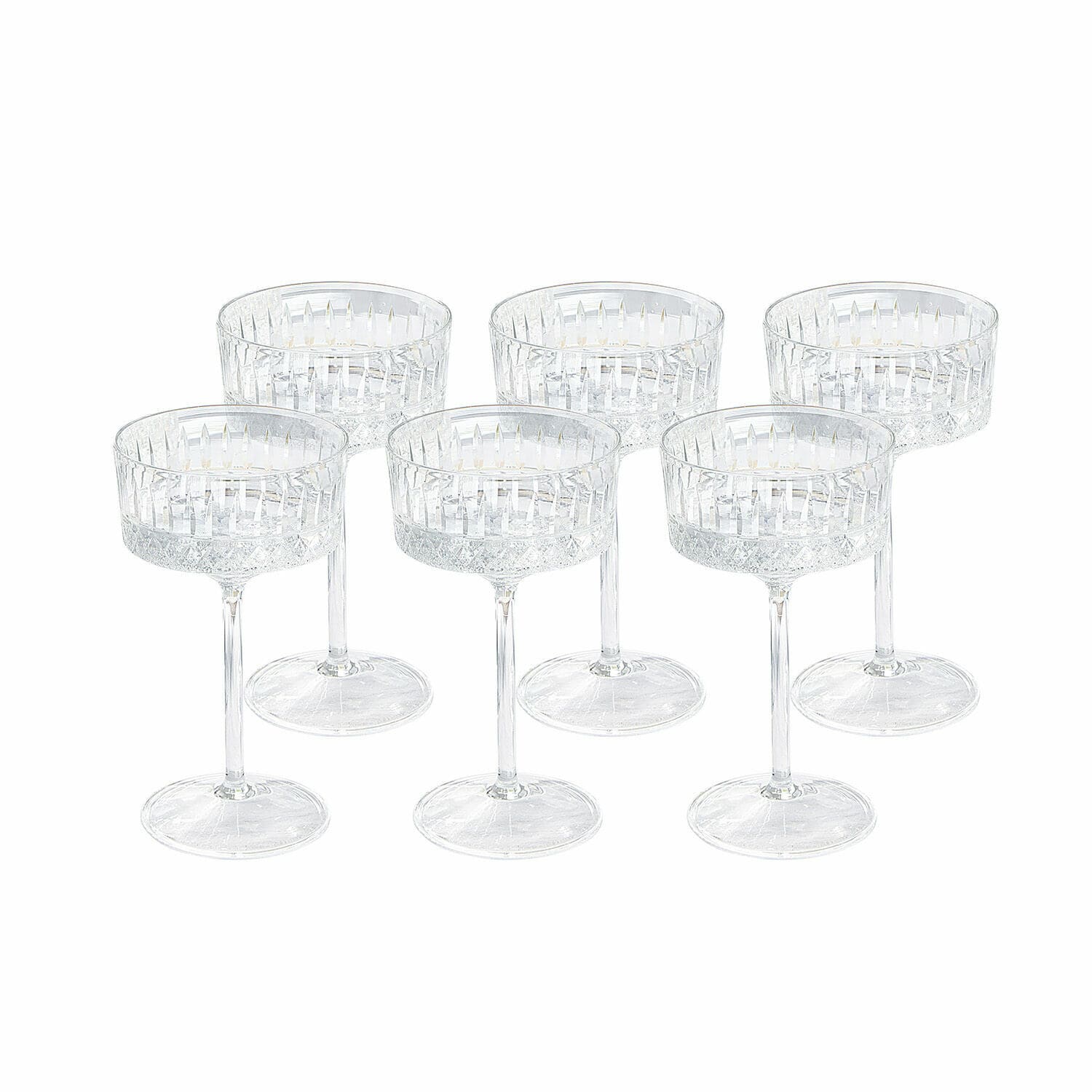 Sektglas 6er Set Deion Set aus sechs transparenten Kristall-Sektgläsern mit dekorativem Muster und Stiel