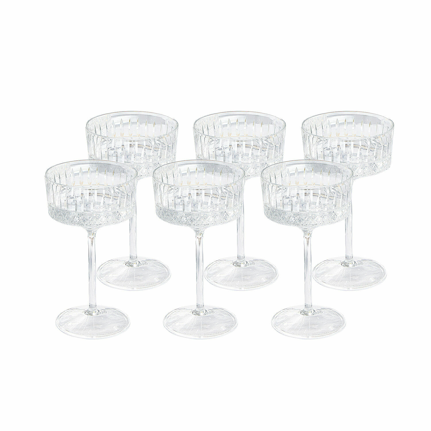 Sektglas 6er Set Deion Set aus sechs transparenten Kristall-Sektgläsern mit dekorativem Muster und Stiel