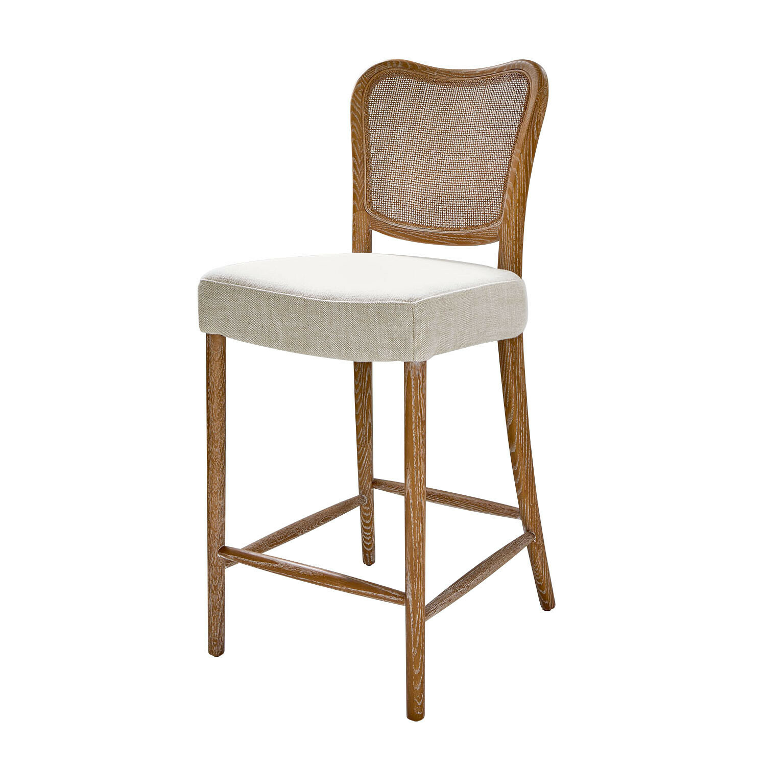 Barhocker Frétancourt Barhocker aus Holz mit beigem Polstersitz und geflochtenem Rückenlehne