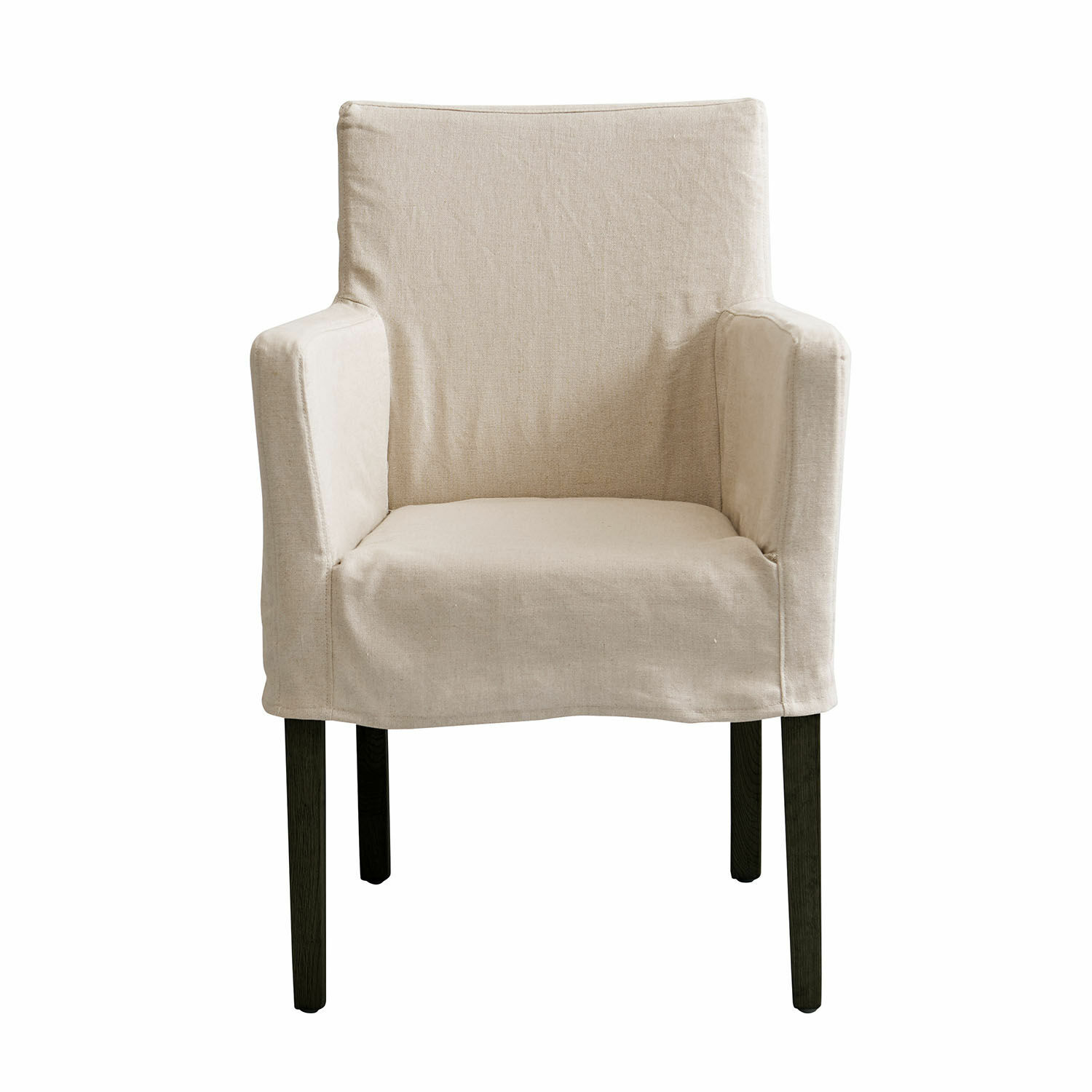 leinen/schwarz Stuhl Longhill mit schwarzen Beinen, beige Leinenhülle, komfortabler Sitz für Wohn- und Essbereich