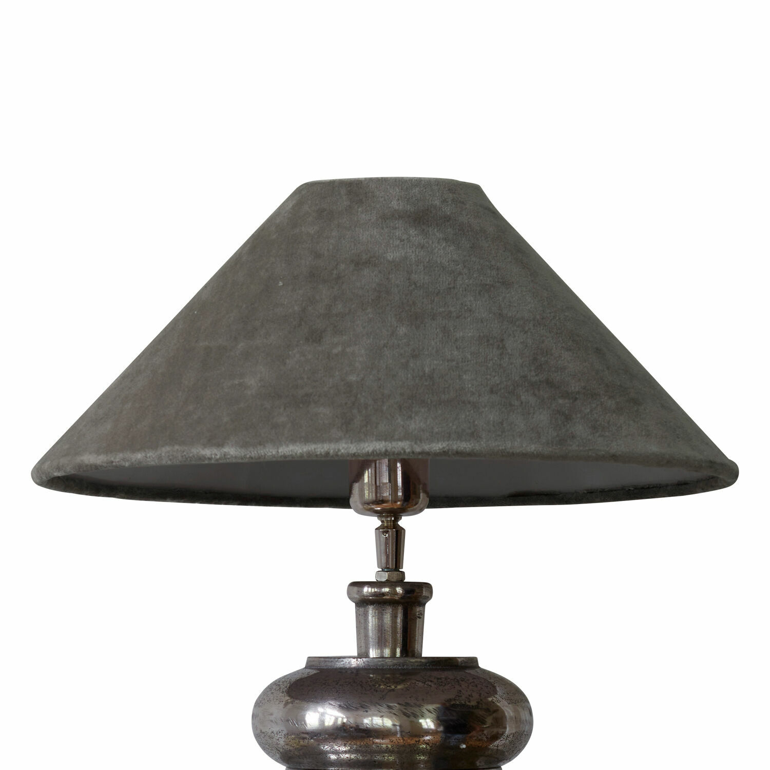 grau Grauer Lampenschirm Emmera aus weichem Material auf Metallfuß, moderne dekorative Lampe