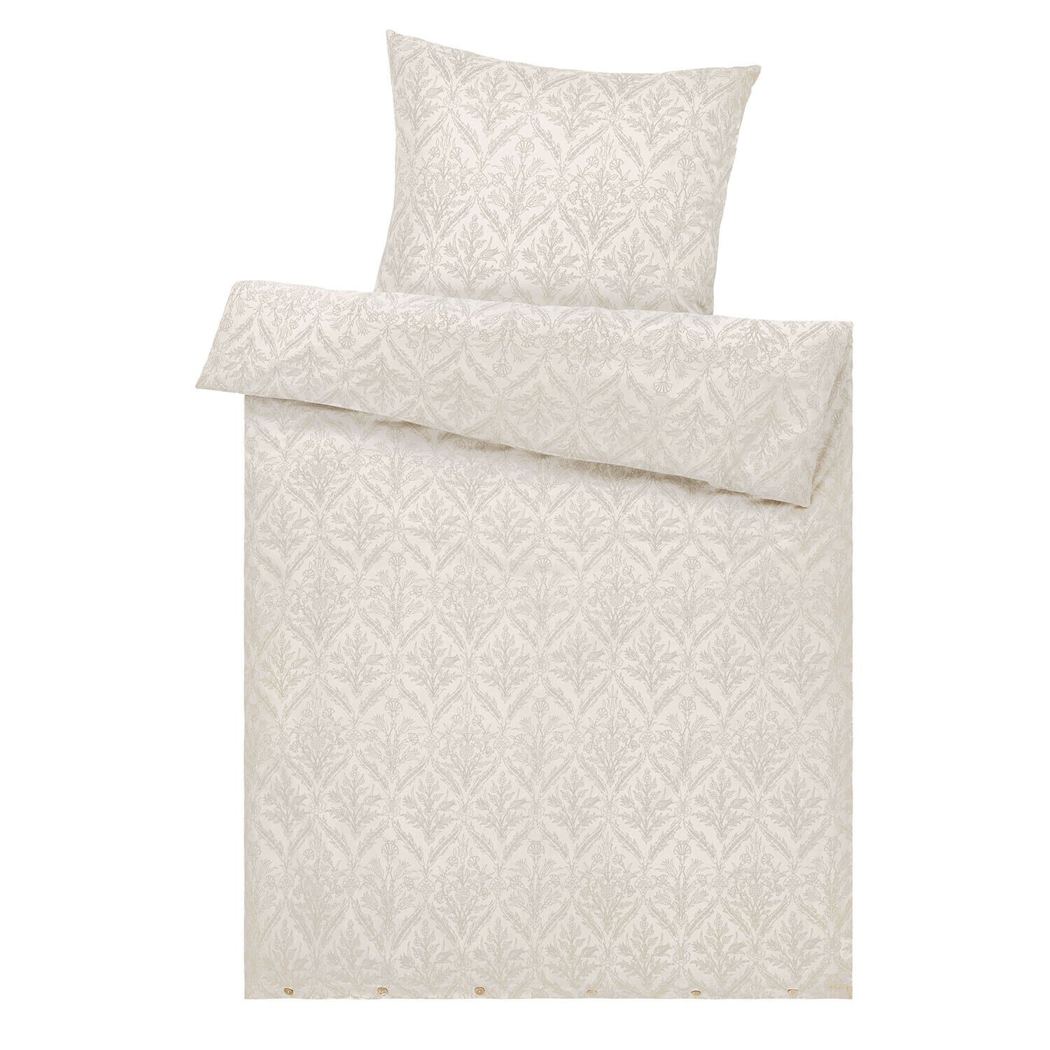 Bettwäsche Jardin Royale Bettwäsche aus Baumwolle in Creme mit feinem Pflanzenmuster, weich und elegant für Schlafzimmer