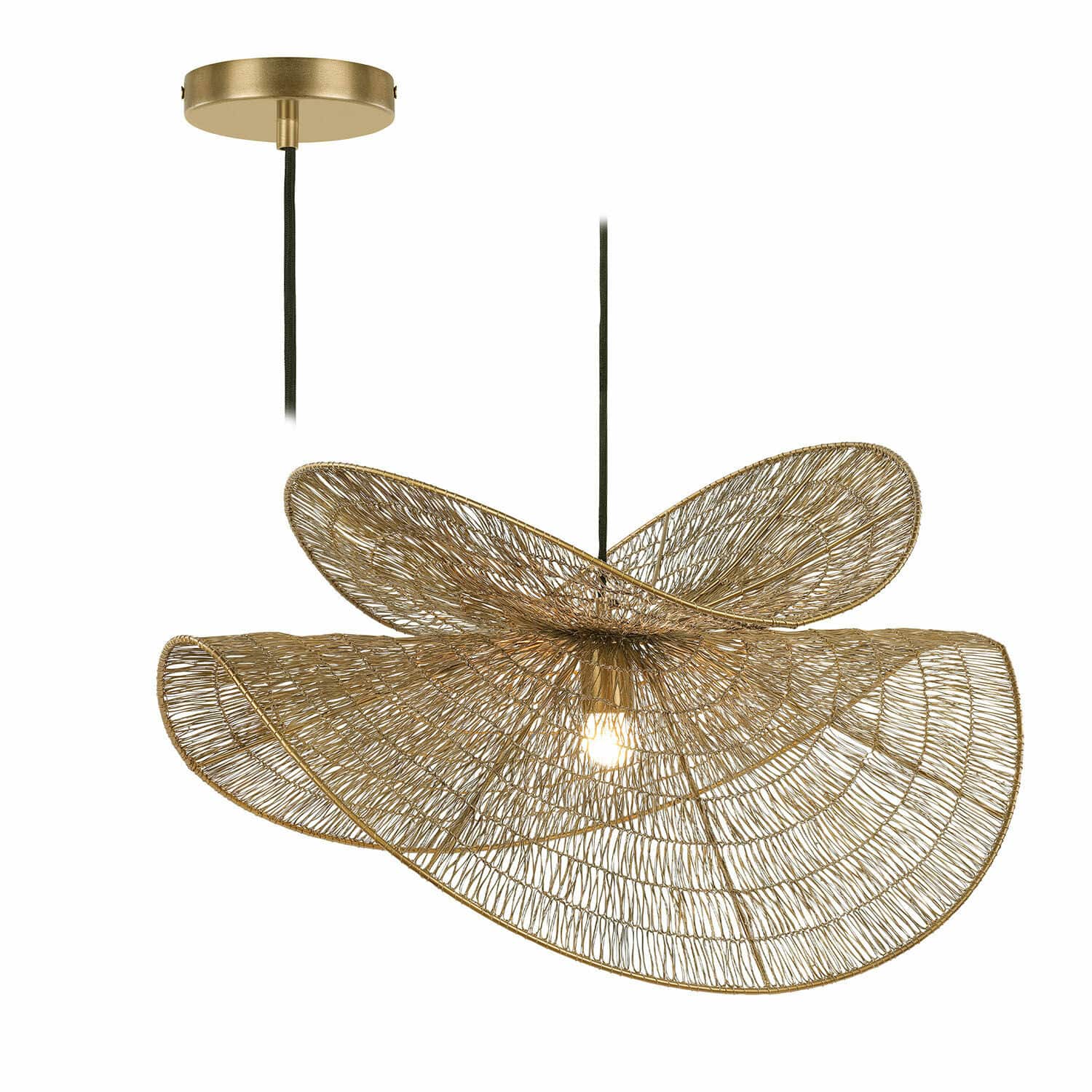 Hängelampe Zenlira Goldene Hängeleuchte mit filigranem Metallschirm im modernen Design für Wohnzimmer
