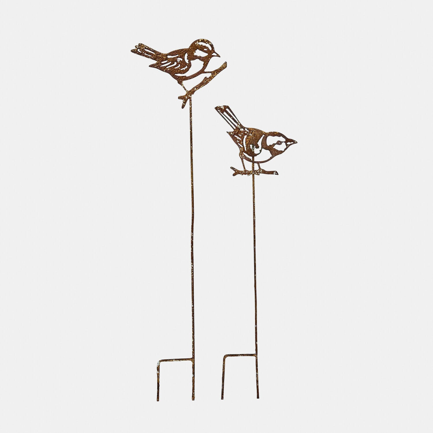 Gartenstab 2er Set Pelvaron Metall-Gartenstecker mit rostigem Vogelmotiv zur Dekoration von Pflanzen und Beeten
