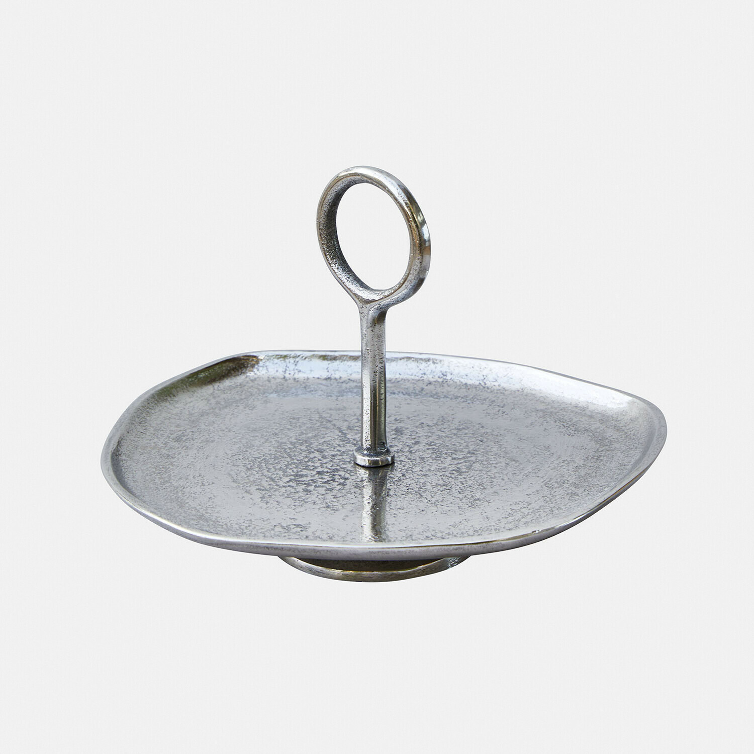 Etagere Aurnis Silberne Metall-Etagere mit Griff, dekorative Servierplatte für Snacks