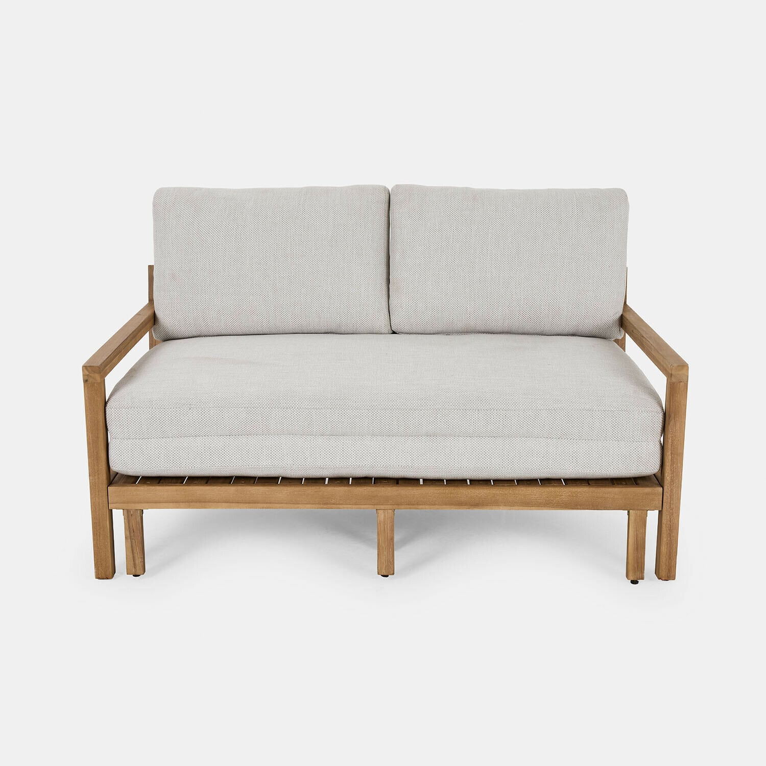 Ausziehsofa Tjorna Modernes Schlafsofa mit Holzrahmen und cremefarbenen Polstern, stilvolles Wohnzimmermöbel